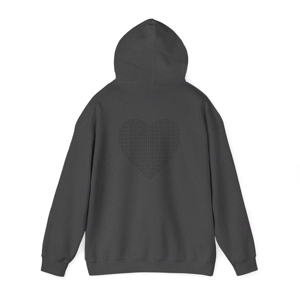 'Pray Incessantly' Heart Script Hoodie — Faith-Inspired Pullover