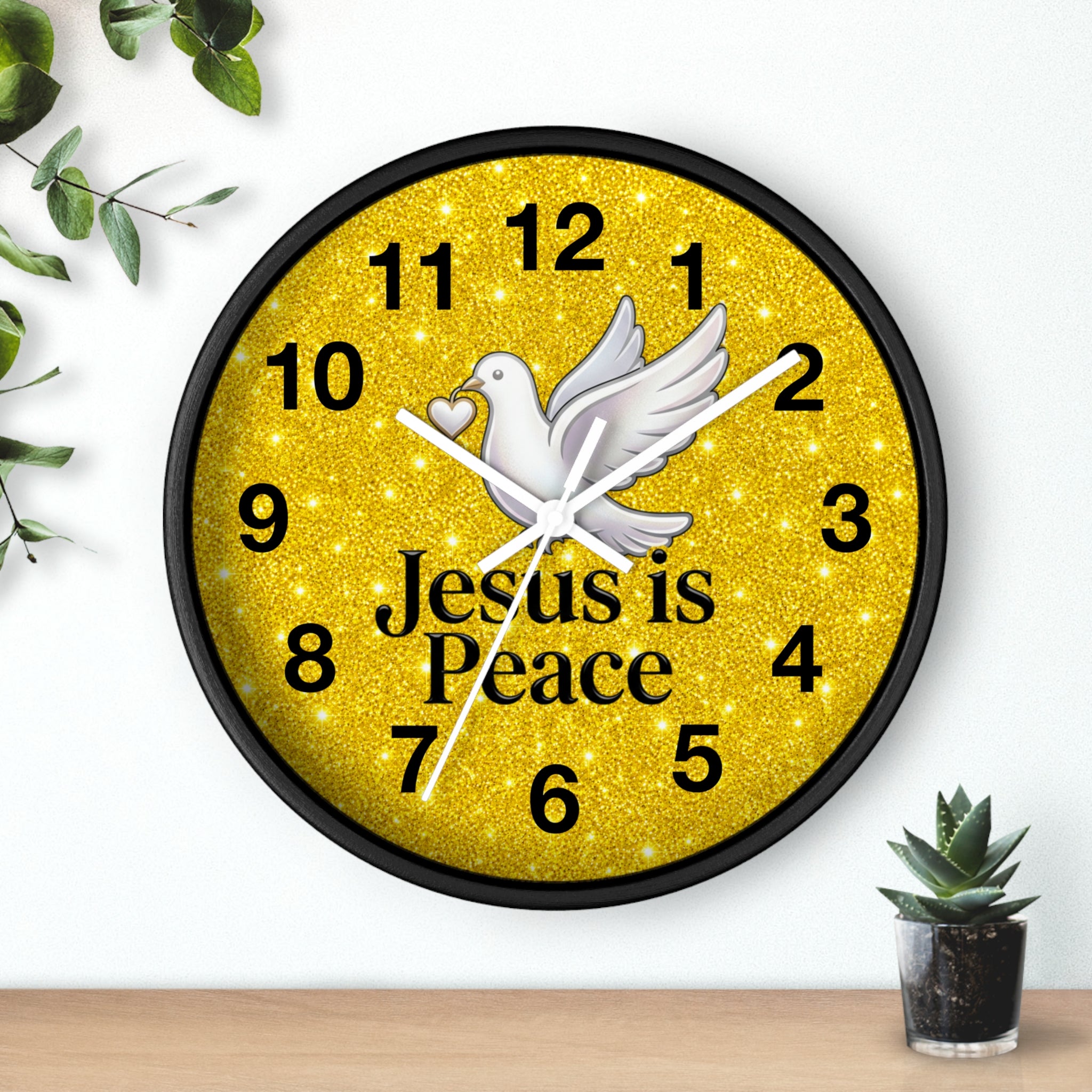 Jesus Is Peace Wall Clock | White Dove Christian Wall Decor | Silent Faith Clock
