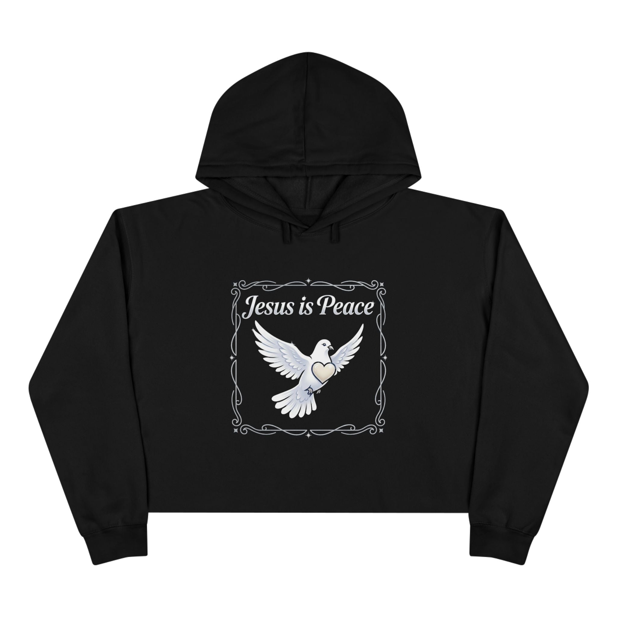 Jesus Is Peace Cropped Hoodie — Dove Faith Graphic