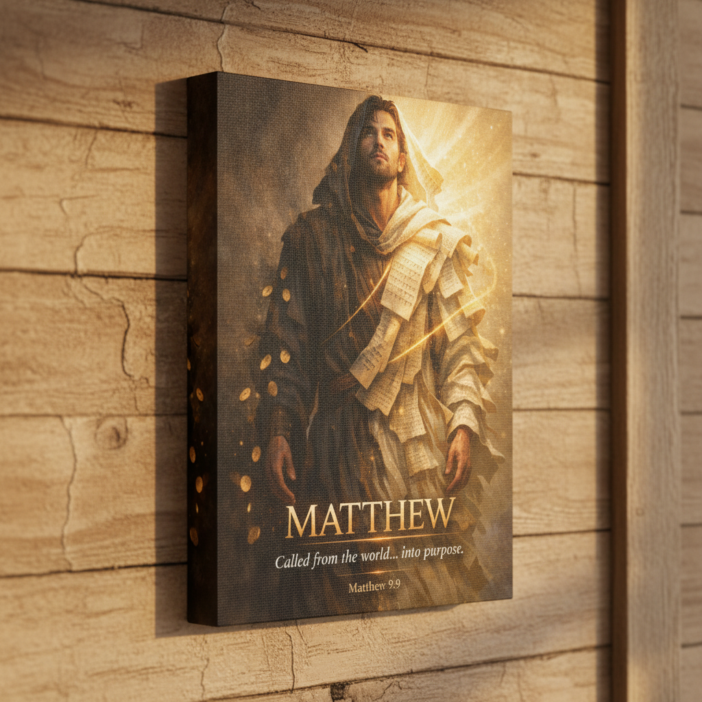 Matthew Bible Canvas Wall Art – “Called from the World… Into Purpose” Christian Scripture Canvas