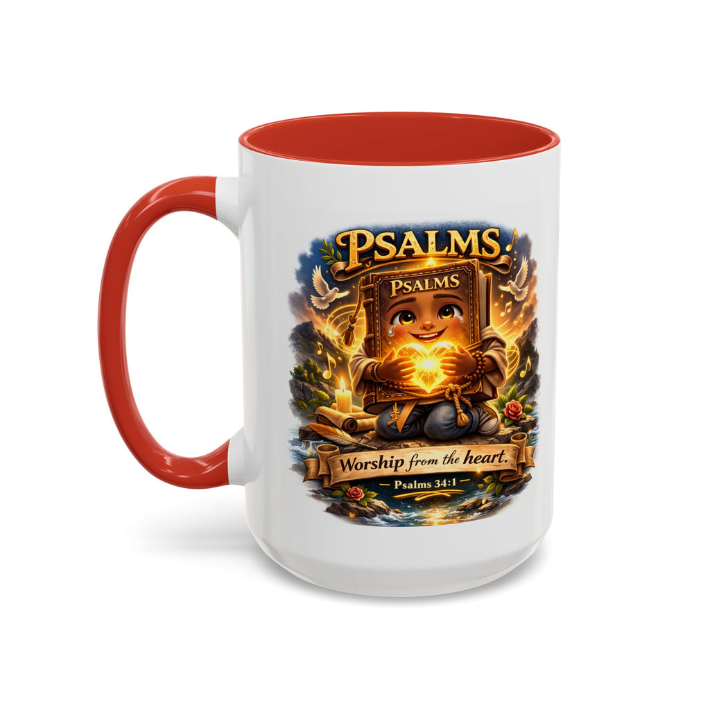 Psalms 34:1 Coffee Mug | Worship From the Heart Mug | Inspirational Christian Accent Mug