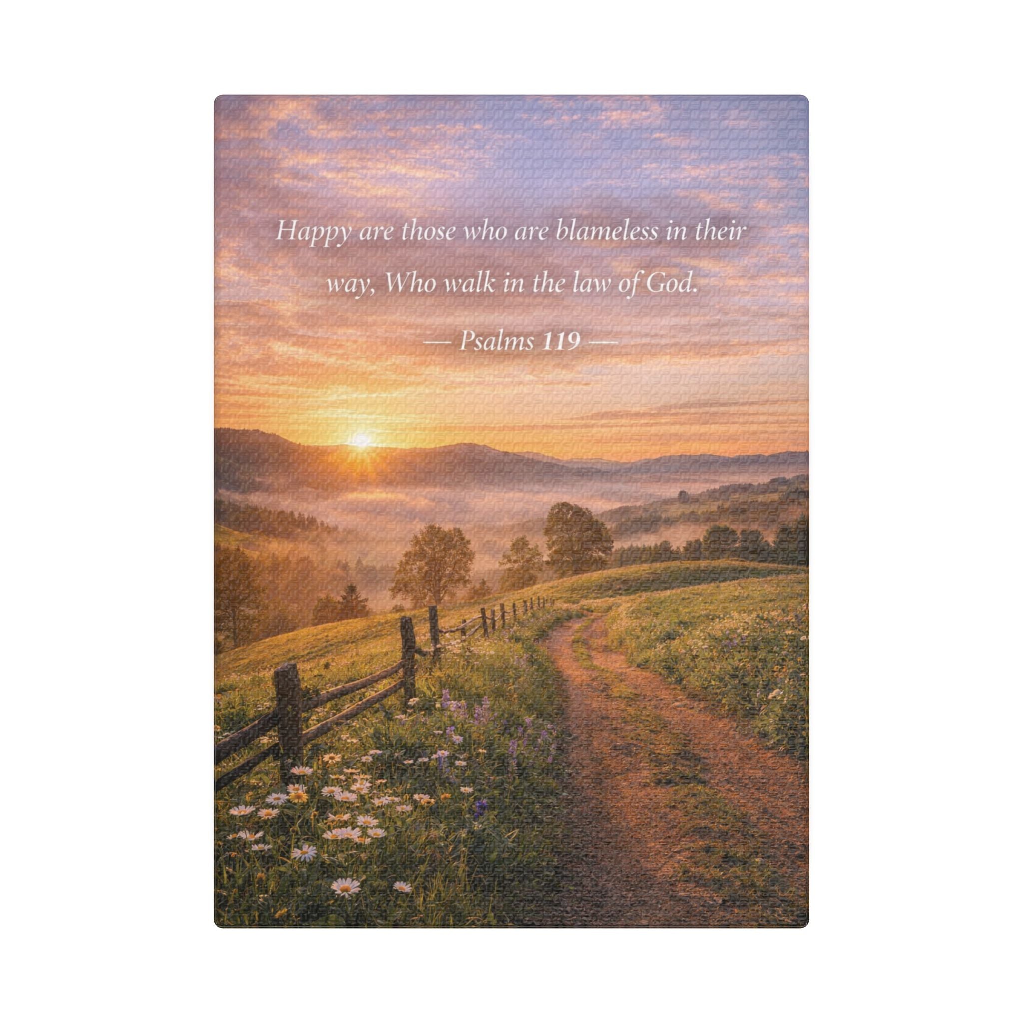 Peaceful Scenes – Sunrise Landscape – Psalm 119:105 Canvas Print