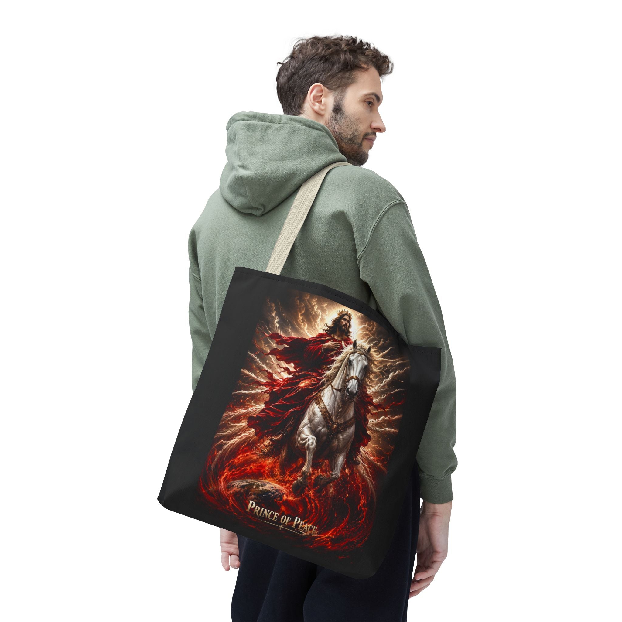 Prince of Peace Tote Bag | Jesus Riding White Horse Christian Tote | Inspirational Faith Carryall