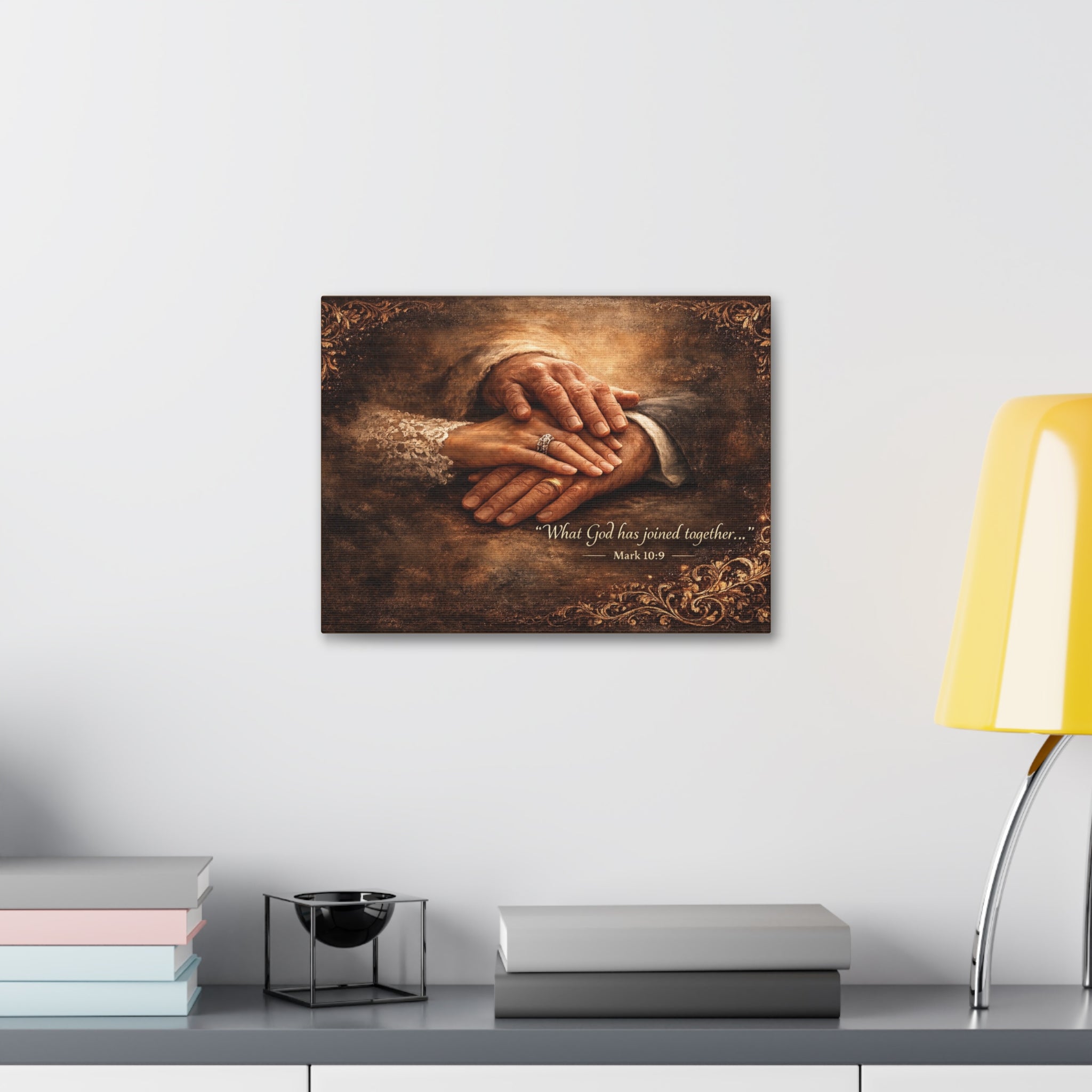Wedding Hands Canvas Wall Art – "What God Has Joined Together" Mark 10:9