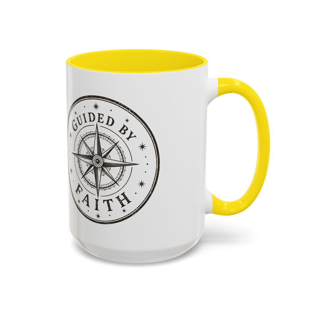 Guided by Faith Compass Coffee Mug | Inspirational Christian Accent Mug | Faith Freedom Creations