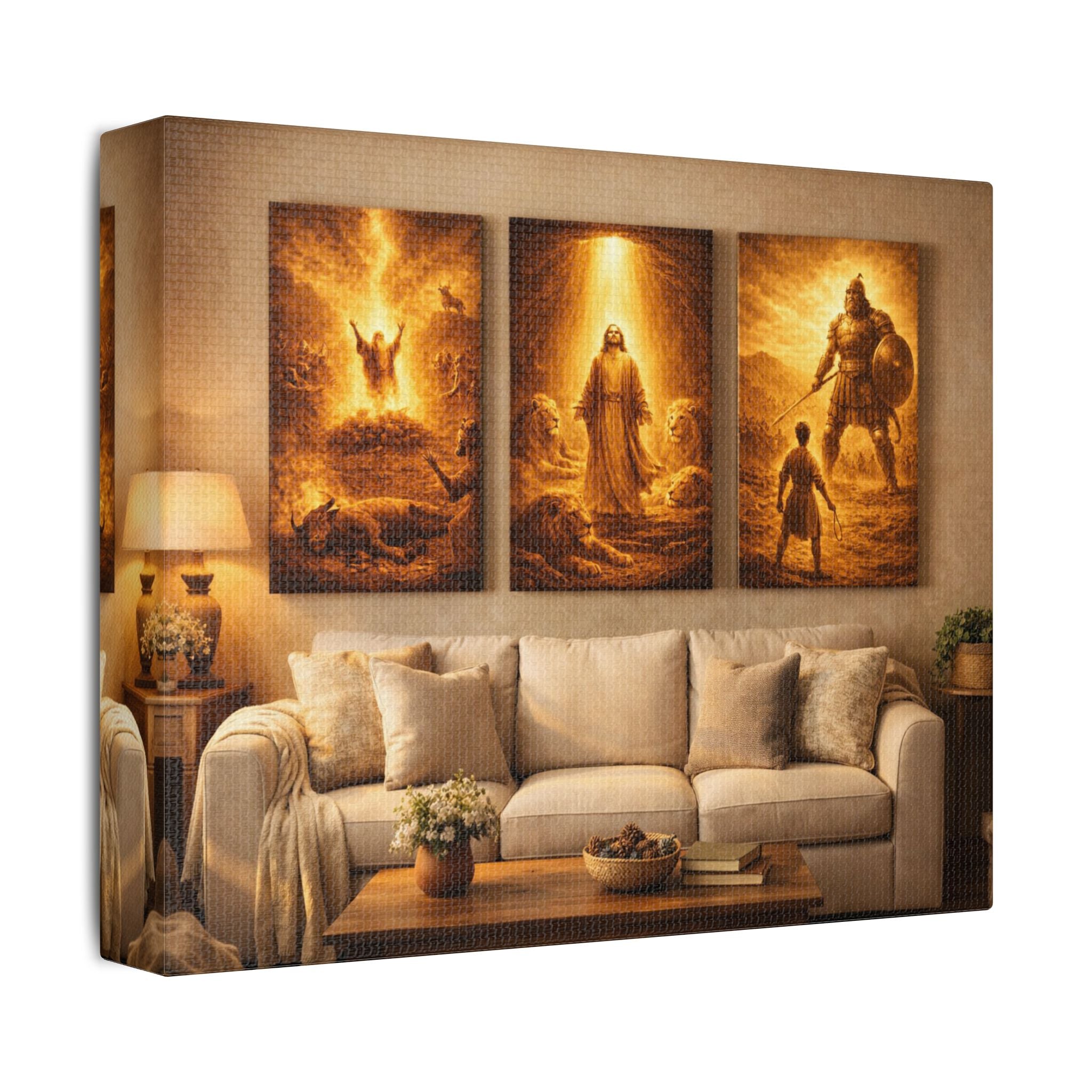 Religious Triptych Canvas — Biblical Scenes Wall Art