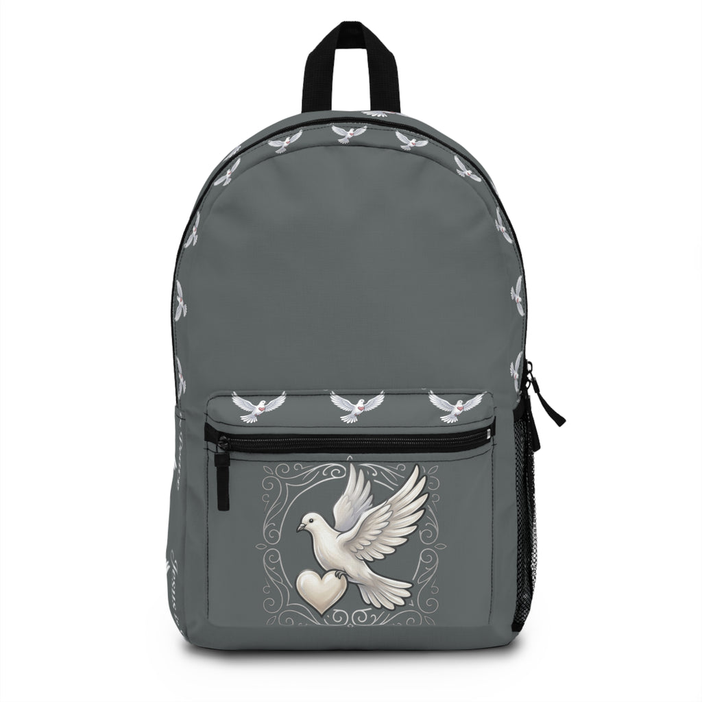 Jesus Is Peace Backpack with White Dove — Faith-Inspired Christian Daypack