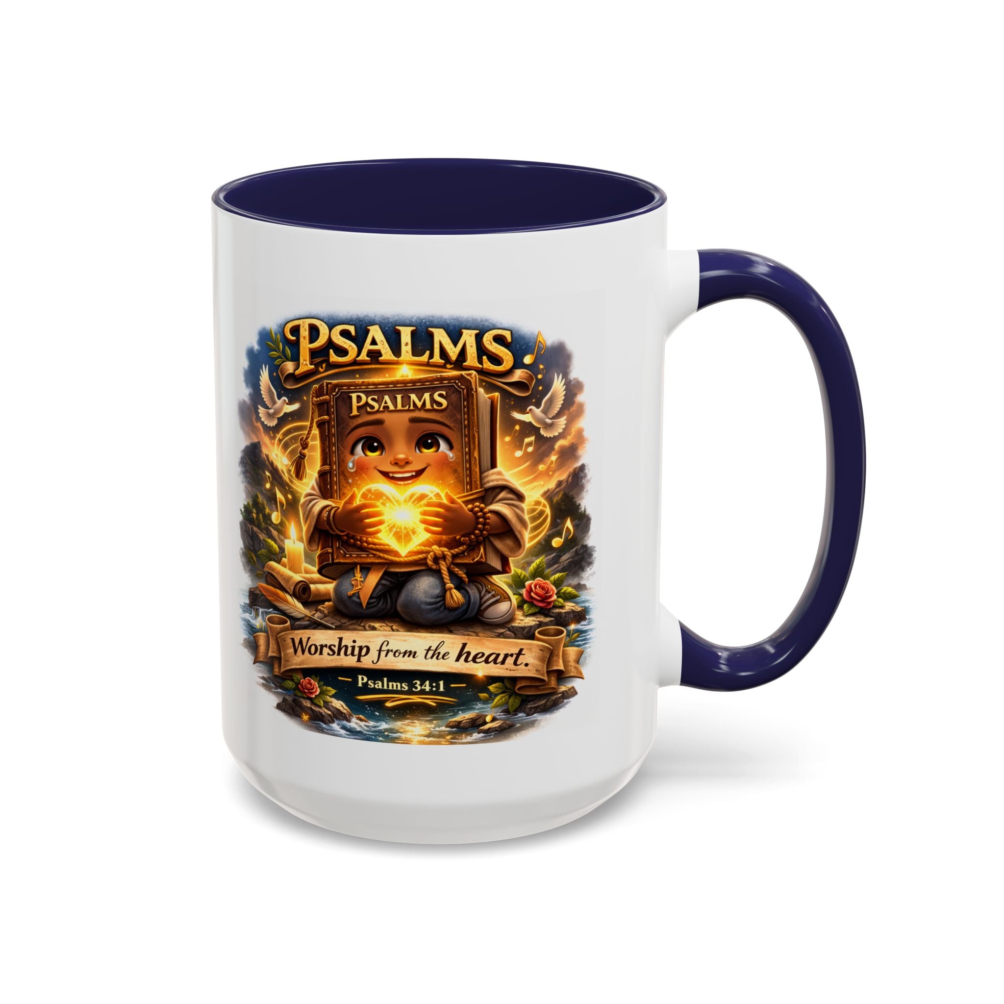 Psalms 34:1 Coffee Mug | Worship From the Heart Mug | Inspirational Christian Accent Mug