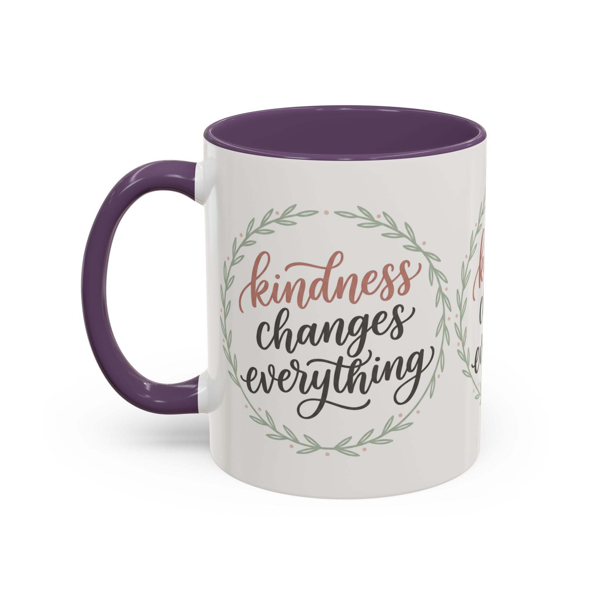 Kindness Changes Everything Accent Coffee Mug | Inspirational Ceramic Mug | Faith Freedom Creations