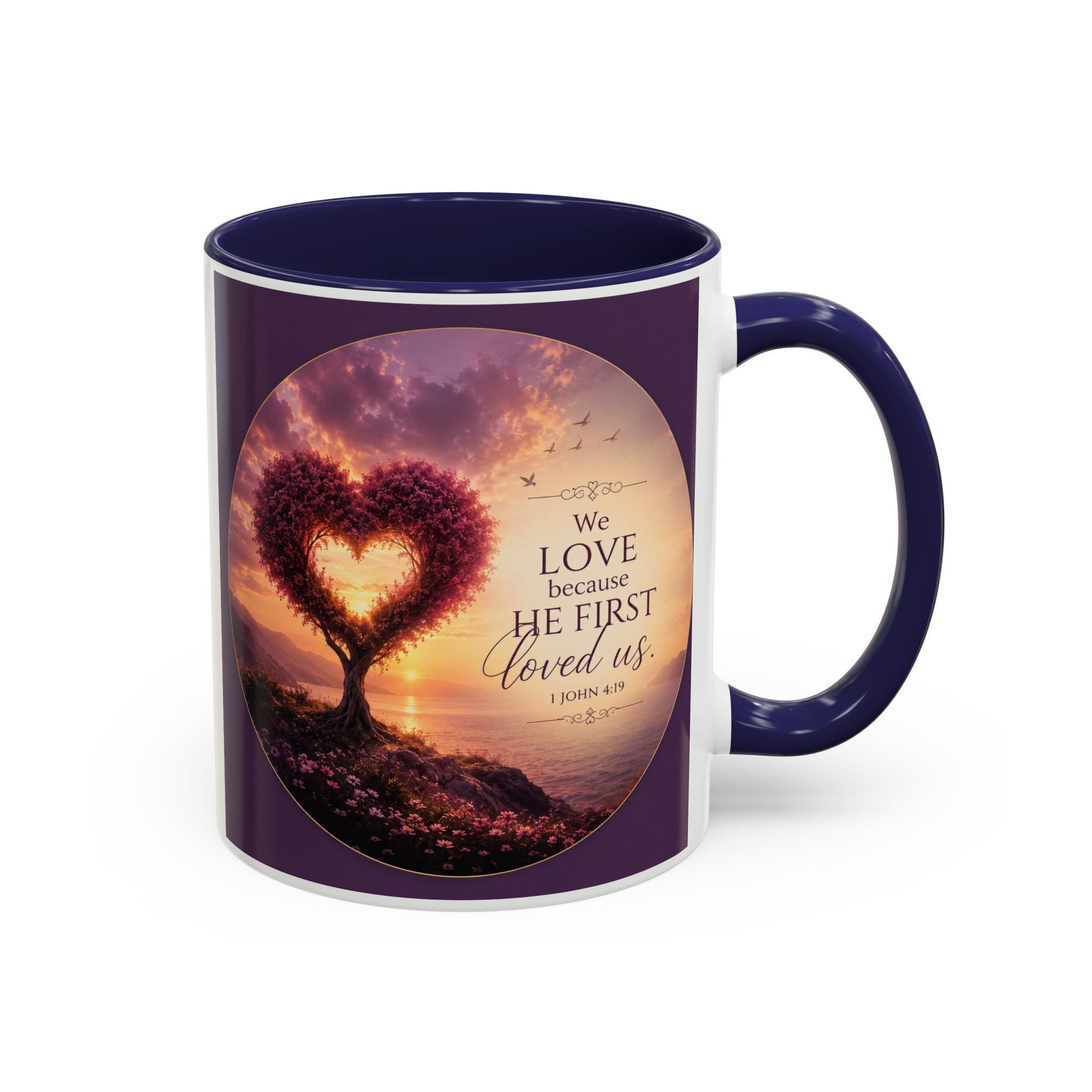 Heart Tree Coffee Mug | We Love Because He First Loved Us Mug | 1 John 4:19 Christian Gift