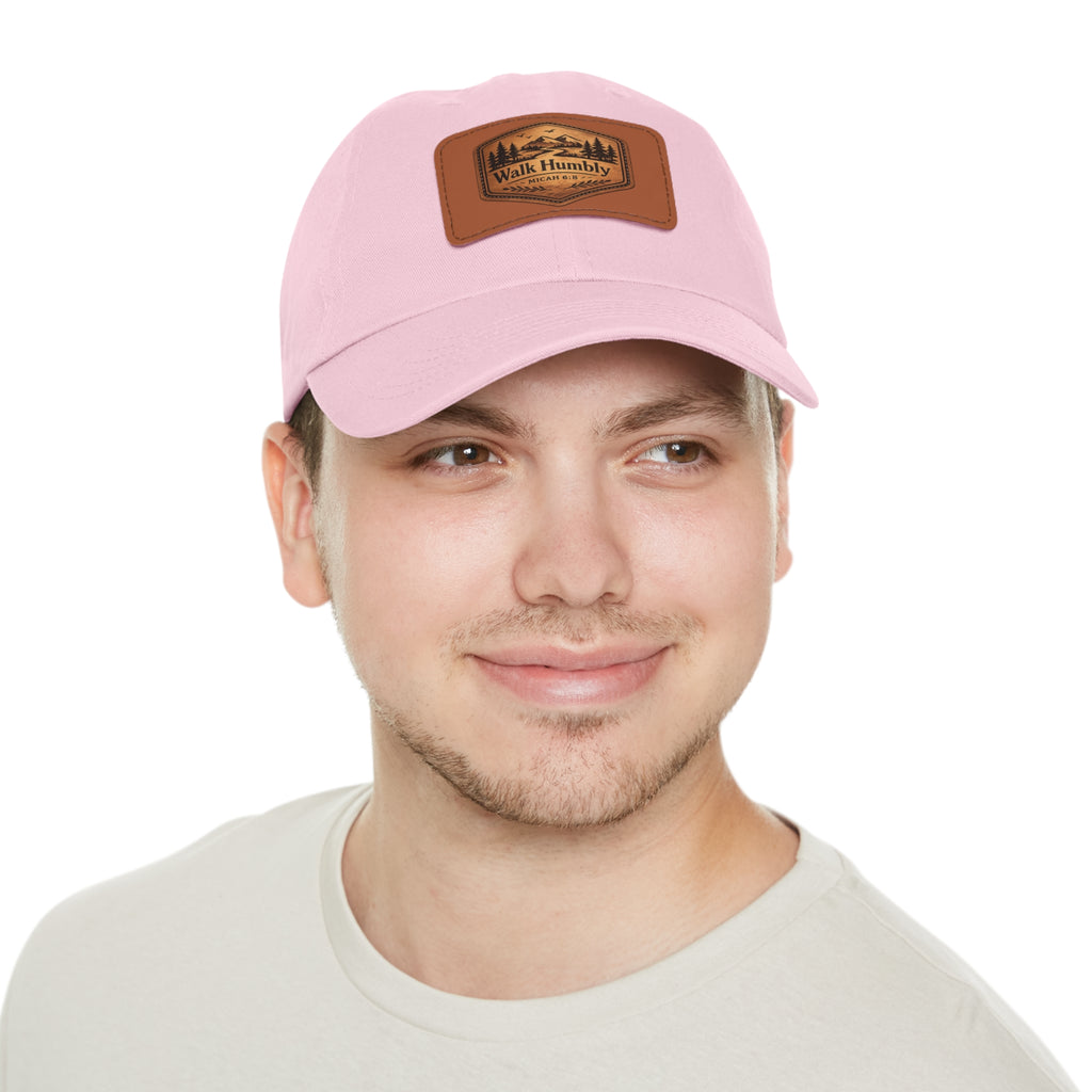 Walk Humbly Leather Patch Dad Hat | Micah 6:8 Christian Outdoor Cap | Faith Freedom Creations