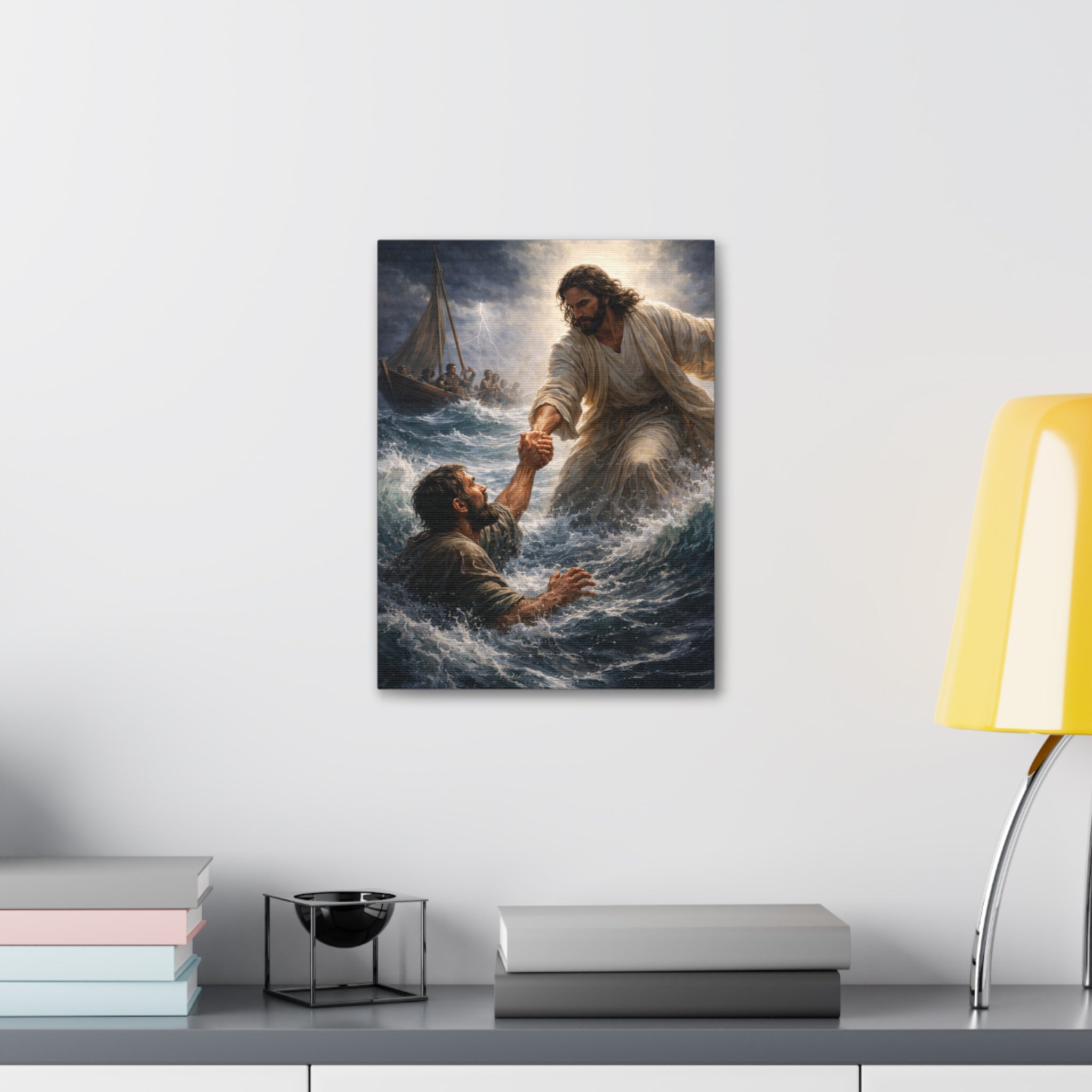 Jesus Saves Canvas Wall Art – Christian Faith Stretched Canvas | Inspirational Scripture Decor