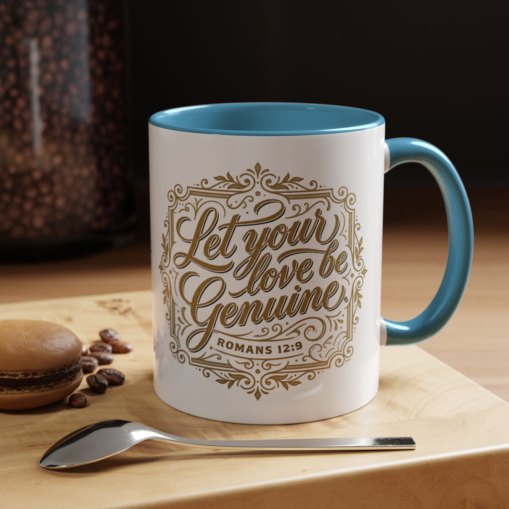 Let Your Love Be Genuine Coffee Mug | Romans 12:9 Christian Mug | Inspirational Faith Gift