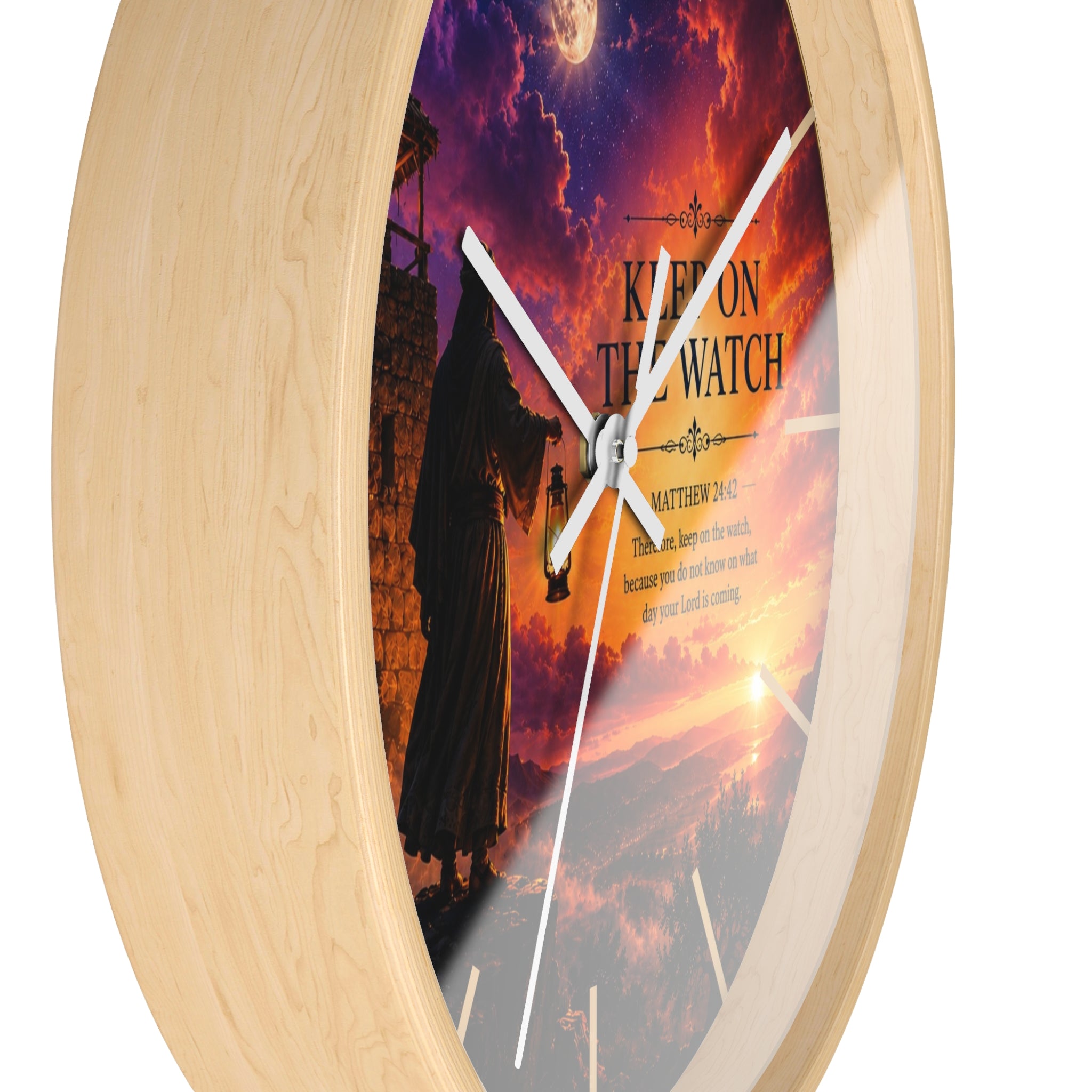 Keep On The Watch Wall Clock | Matthew 24:42 Christian Scripture Clock | Inspirational Faith Decor