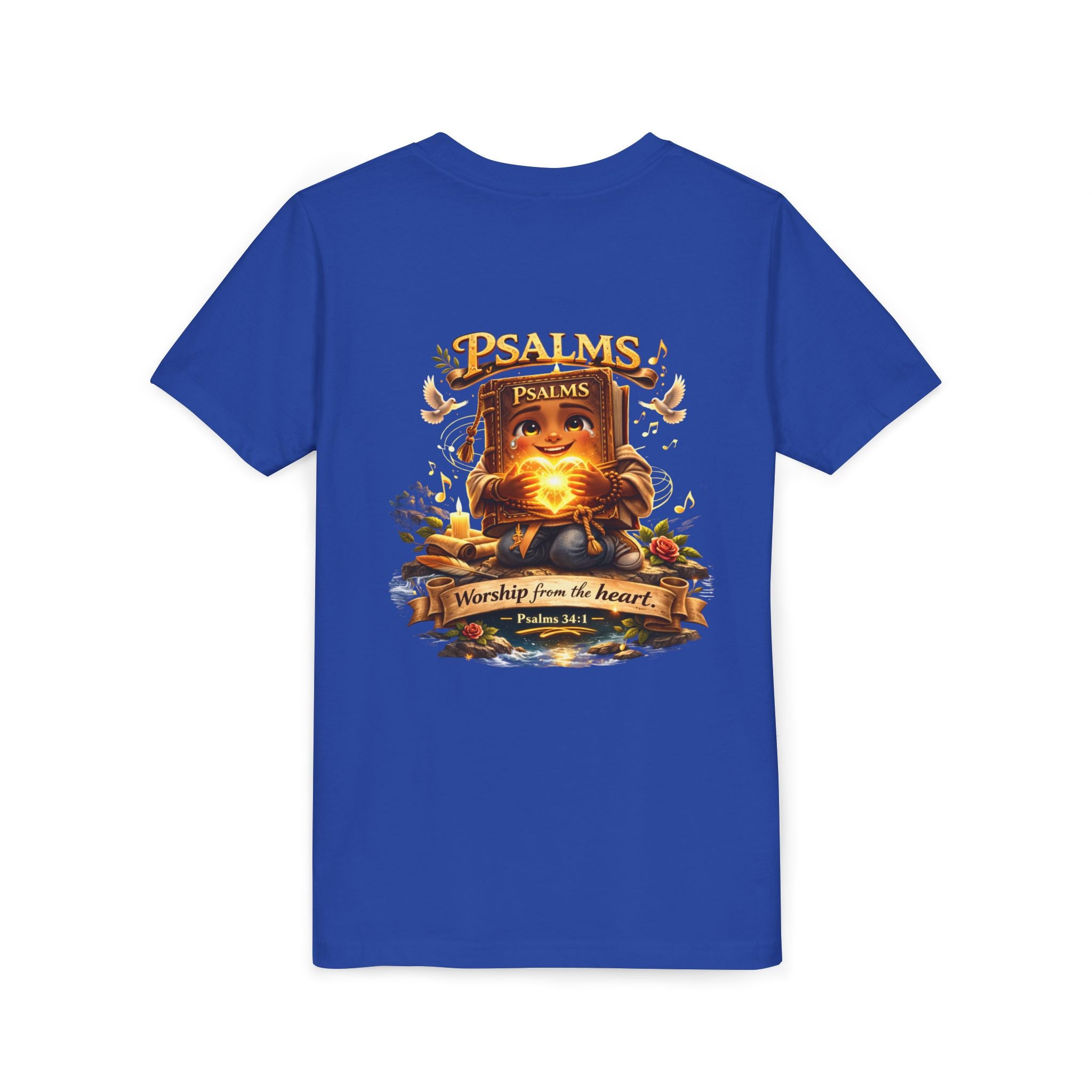Praise Him Psalms 34:1 Youth T-Shirt | Christian Kids Faith Tee | Inspirational Youth Apparel
