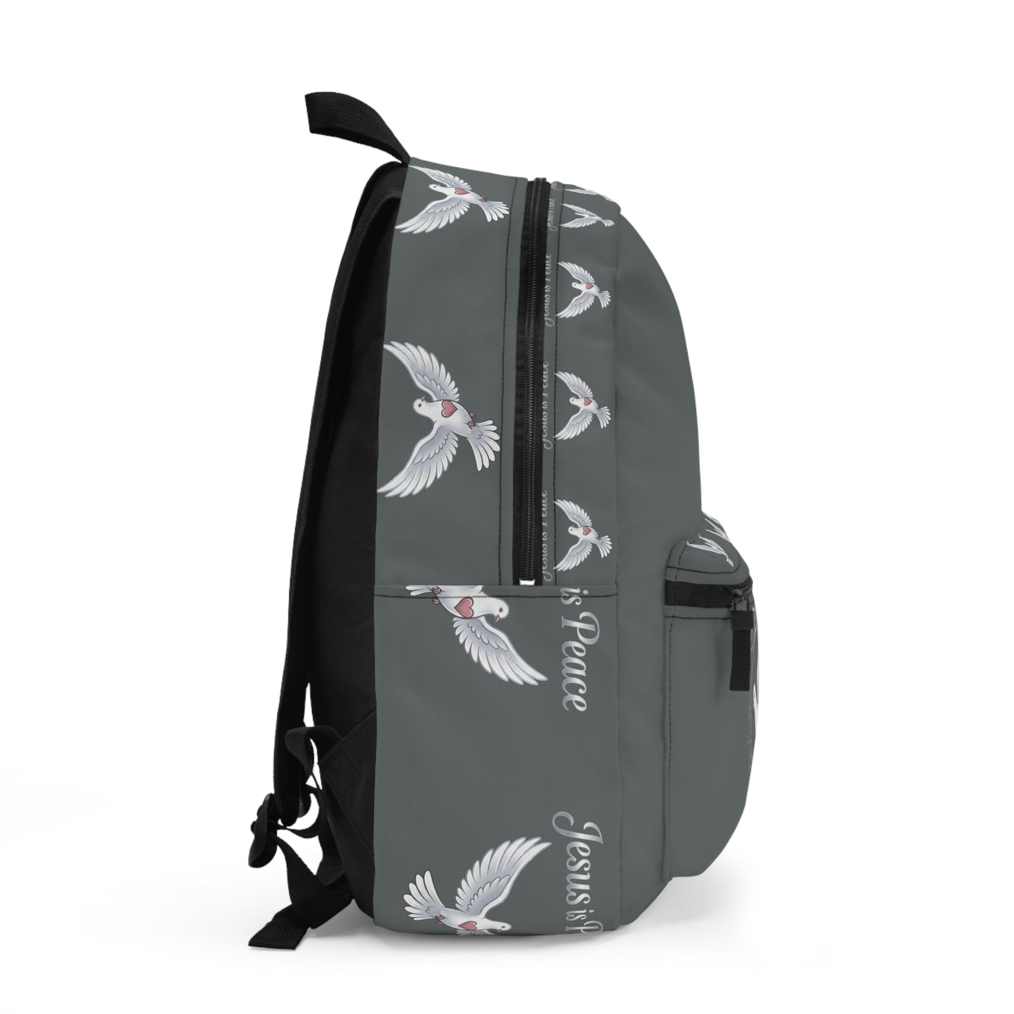 Jesus Is Peace Backpack with White Dove — Faith-Inspired Christian Daypack
