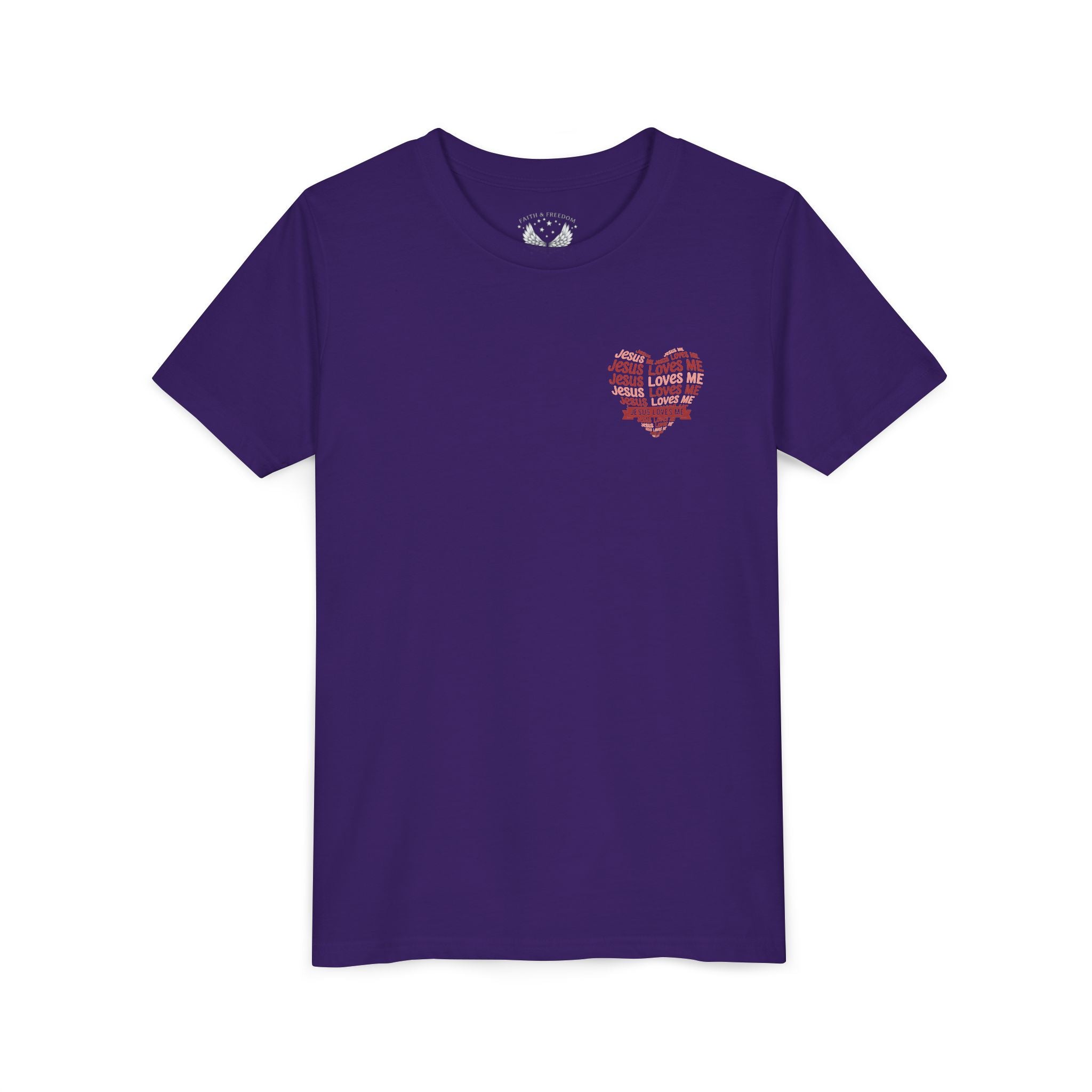 Jesus Loves Me Youth T-Shirt – Heart Word Cloud Christian Kids Tee | Faith Inspired Youth Shirt