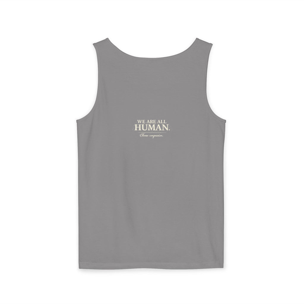 “Every Heart Beats the Same” Vintage Surf Tank Top – Garment-Dyed Coastal Unity Tank