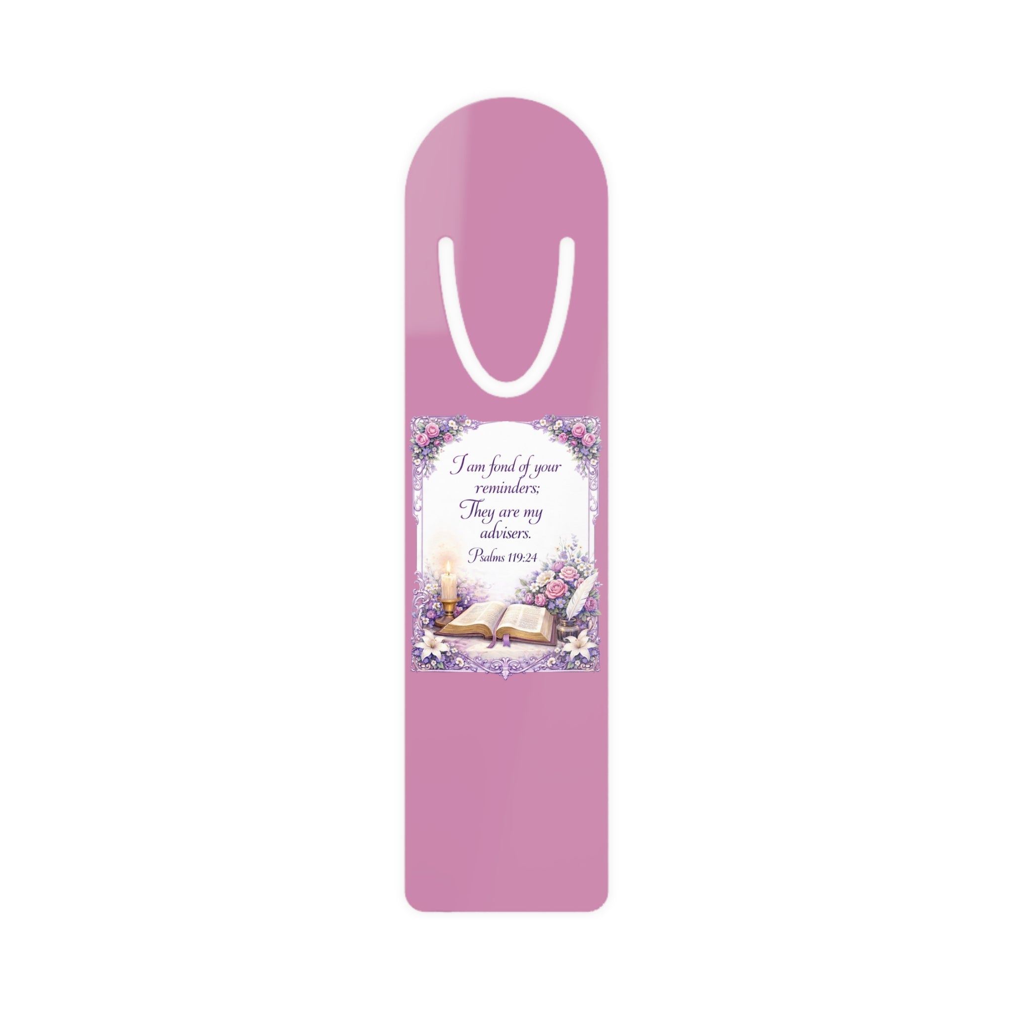 Inspirational Christian aluminum bookmark featuring floral artwork and the message “I Am With You,” with a brushed metal backing and secure page-holding slot for Bibles, journals, and books.