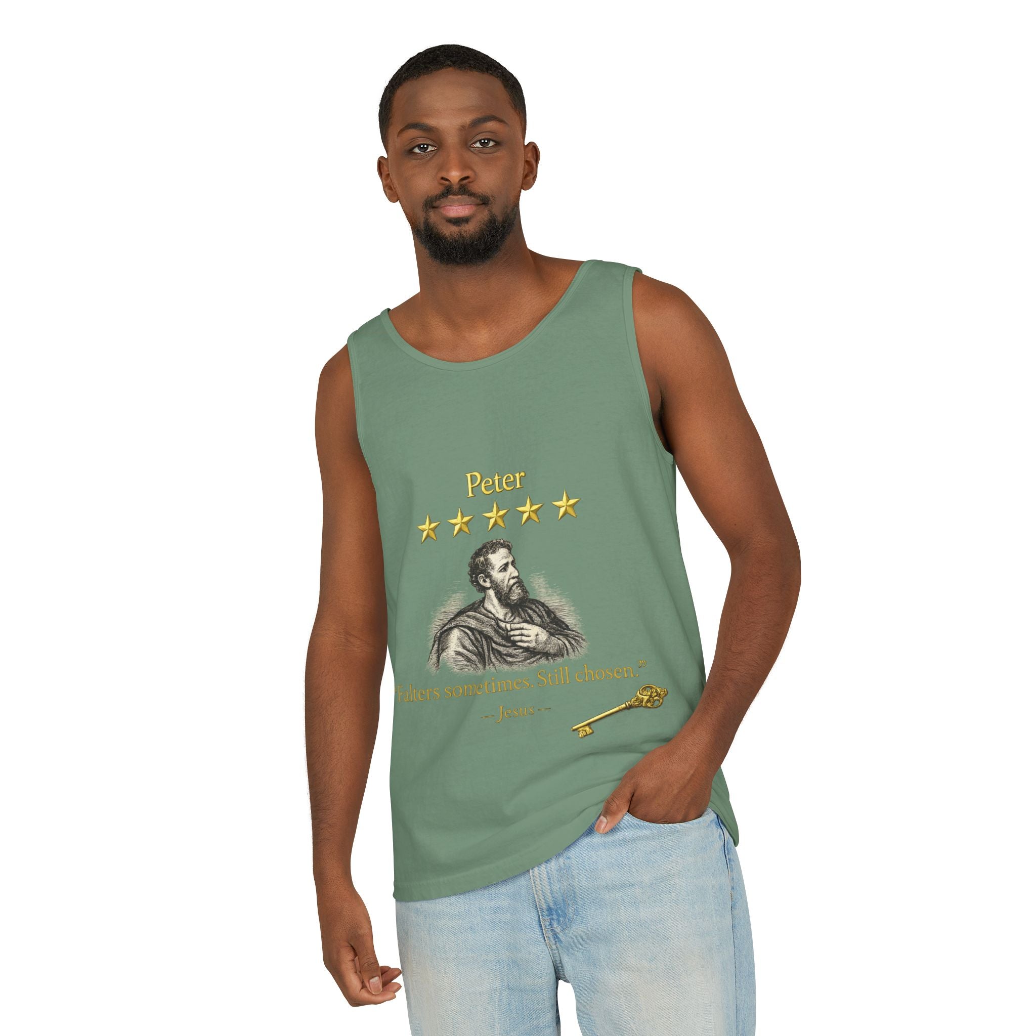 Peter Christian Tank Top — "Falters Sometimes. Still Chosen." Jesus Review-⭐ Five-Star Faith Series⭐