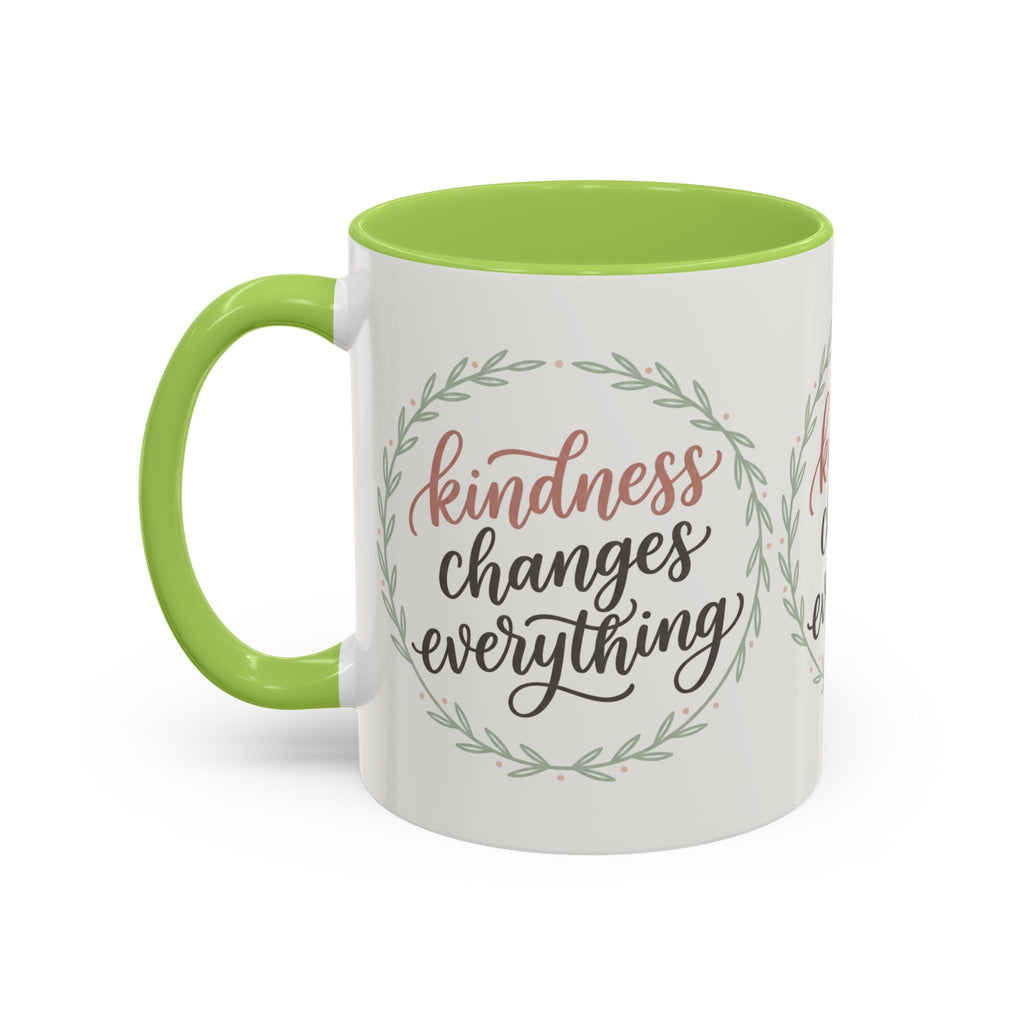 Kindness Changes Everything Accent Coffee Mug | Inspirational Ceramic Mug | Faith Freedom Creations