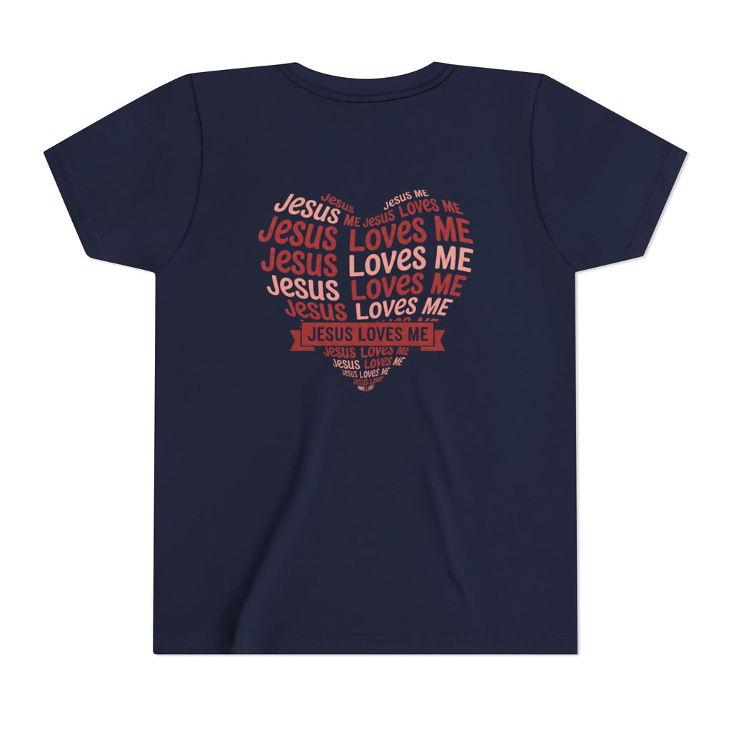 Jesus Loves Me Youth T-Shirt – Heart Word Cloud Christian Kids Tee | Faith Inspired Youth Shirt