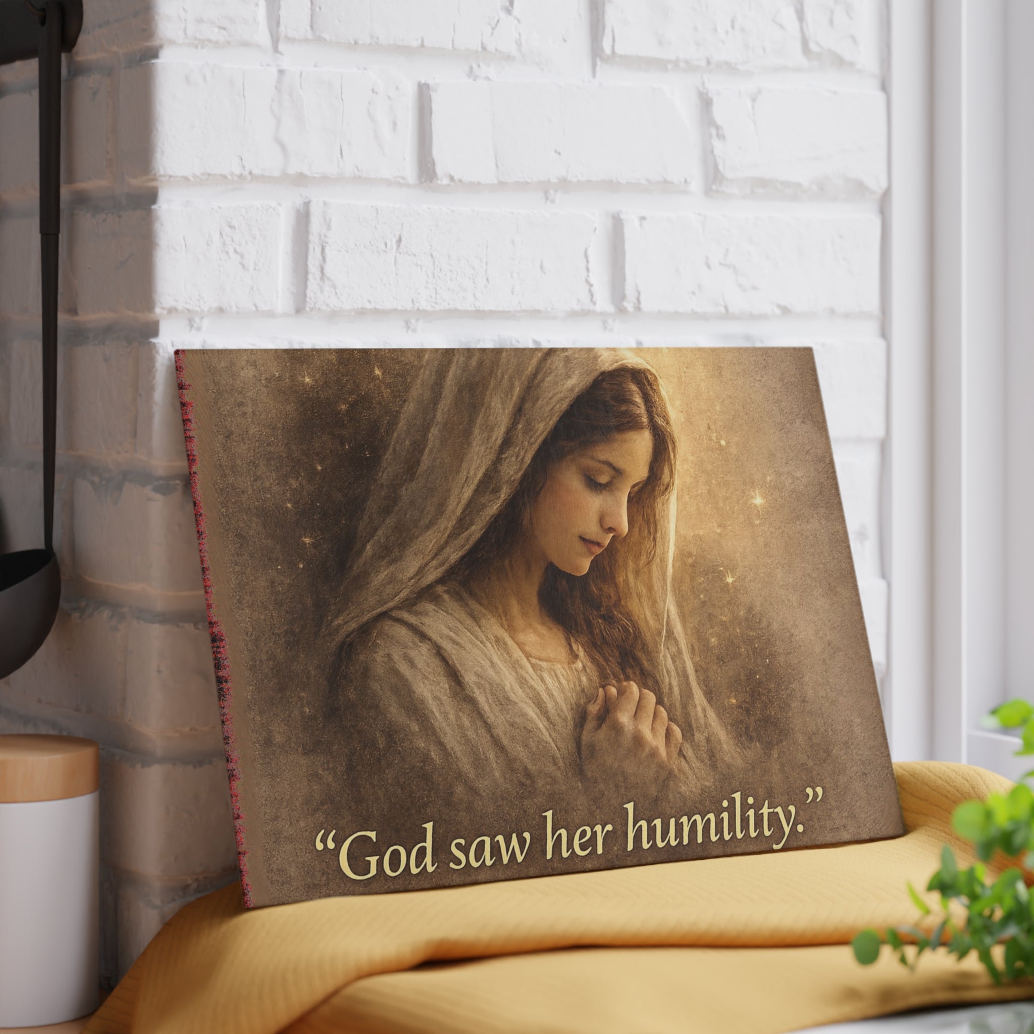 God Saw Her Humility Glass Cutting Board – Christian Kitchen Decor | Faith Inspirational Kitchen Board