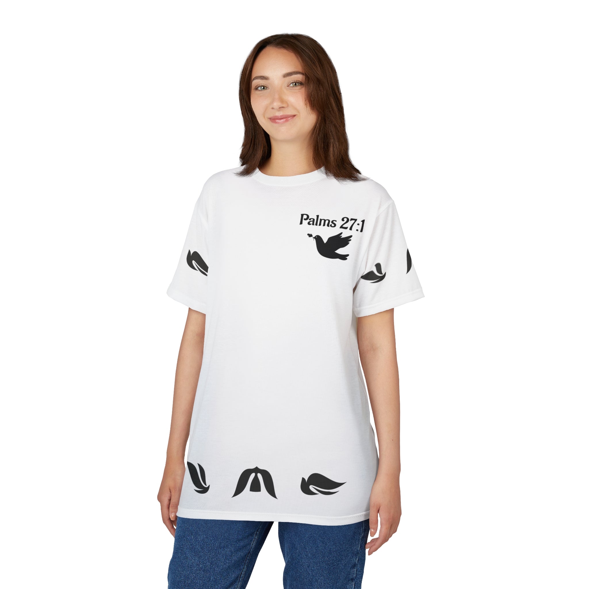 Psalm 27:1 Dove Graphic T-Shirt – “The Lord is My Light & Salvation” Christian Bible Verse Tee