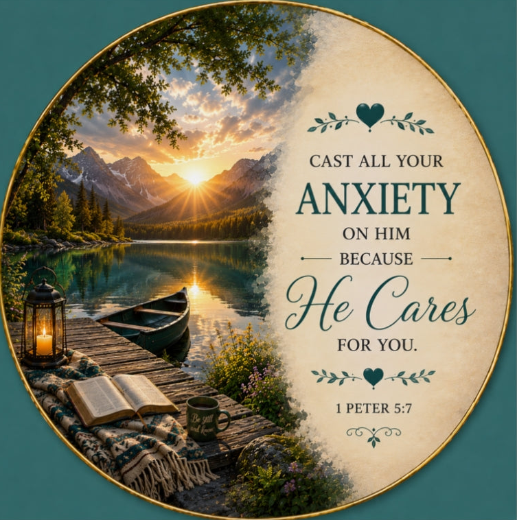 Cast All Your Anxiety on Him Die-Cut Magnet | 1 Peter 5:7 Christian Magnet | Inspirational Scripture Magnet