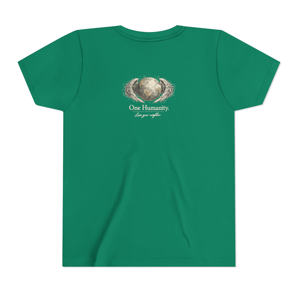 Youth “Quiet Kindness Changes Everything” Tee – Kids Inspirational T-Shirt with Earth & Friends Graphic