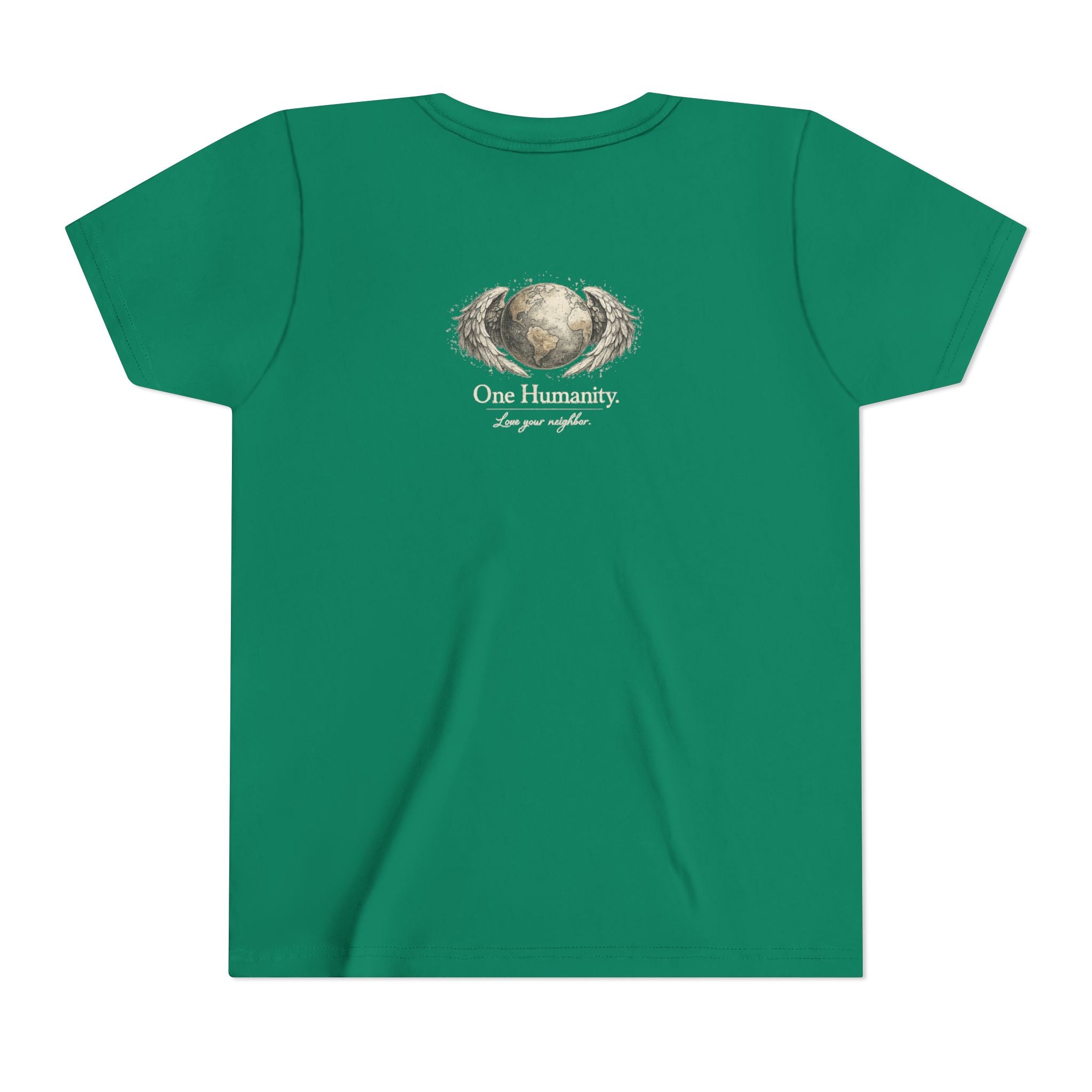 Youth “Quiet Kindness Changes Everything” Tee – Kids Inspirational T-Shirt with Earth & Friends Graphic