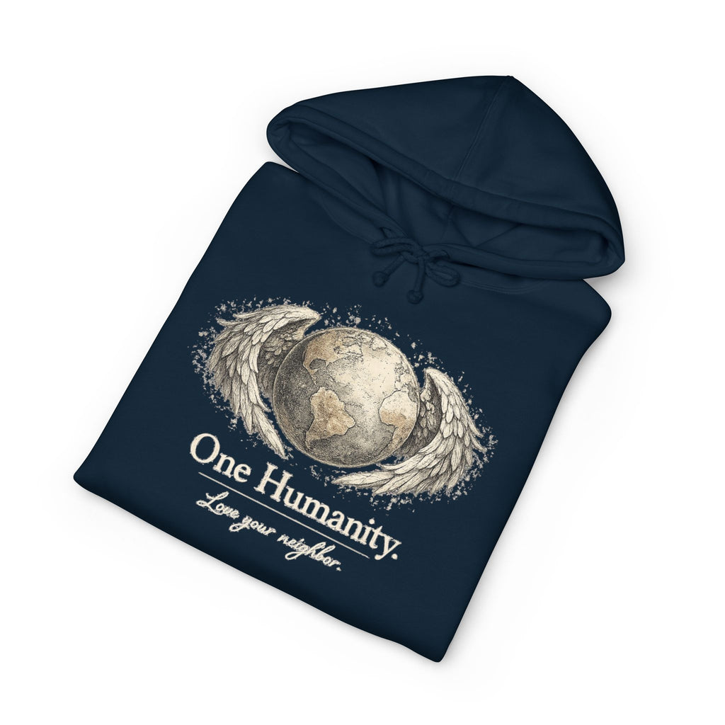 “One Humanity” Hoodie – “Love Your Neighbor” Earth & Wings Graphic Sweatshirt