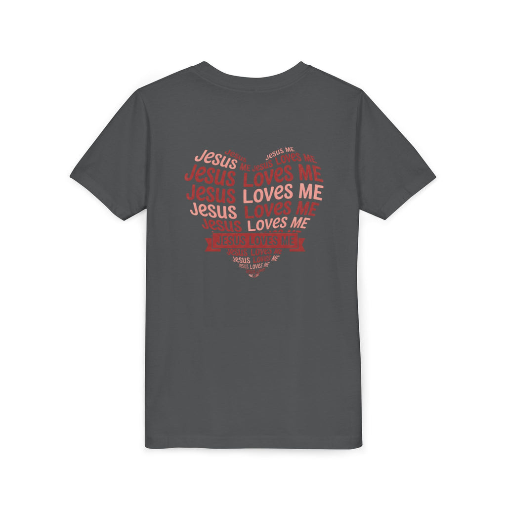 Jesus Loves Me Youth T-Shirt – Heart Word Cloud Christian Kids Tee | Faith Inspired Youth Shirt