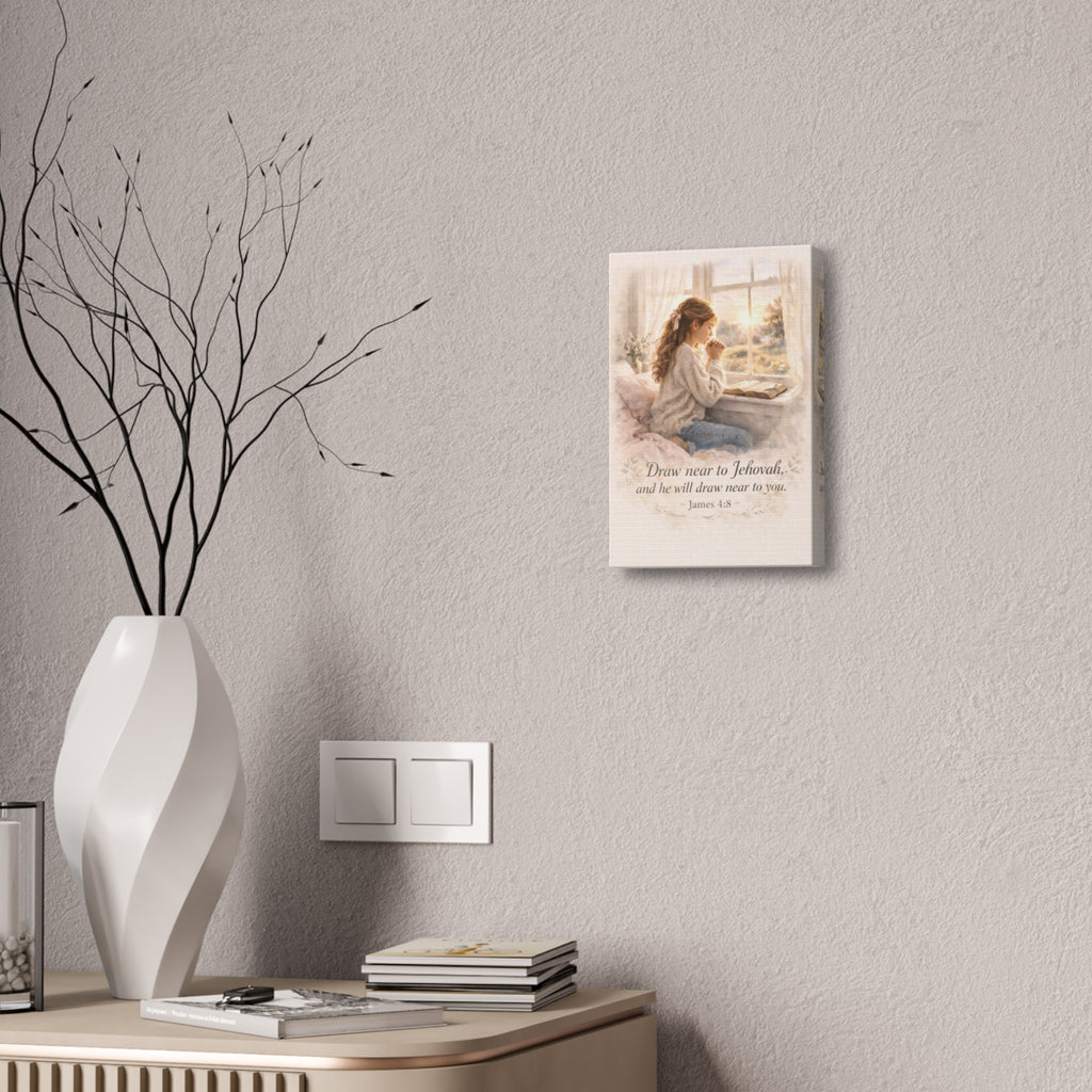 Draw Near to God Canvas Print – Christian Prayer Wall Art | James 4:8 Scripture