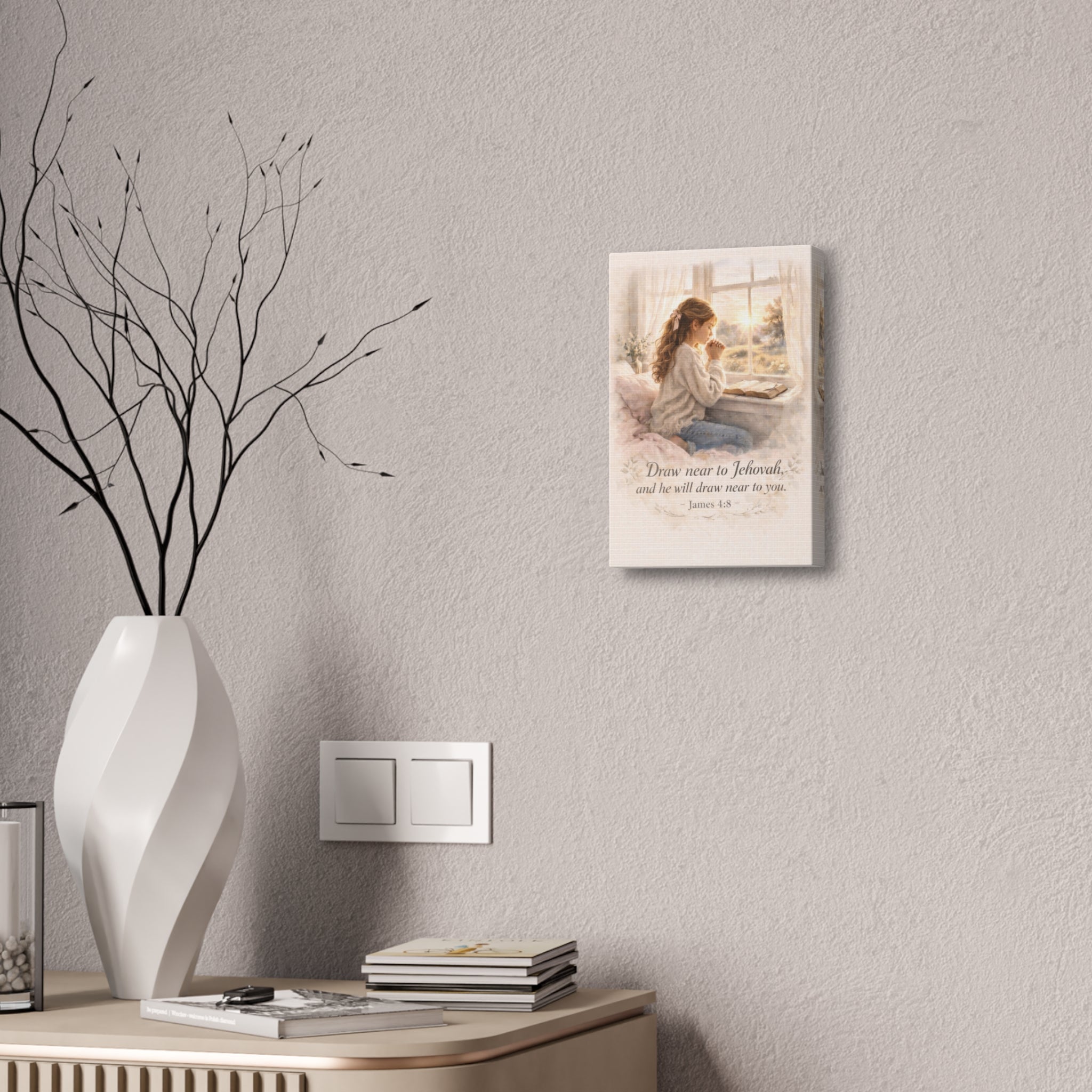 Draw Near to God Canvas Print – Christian Prayer Wall Art | James 4:8 Scripture