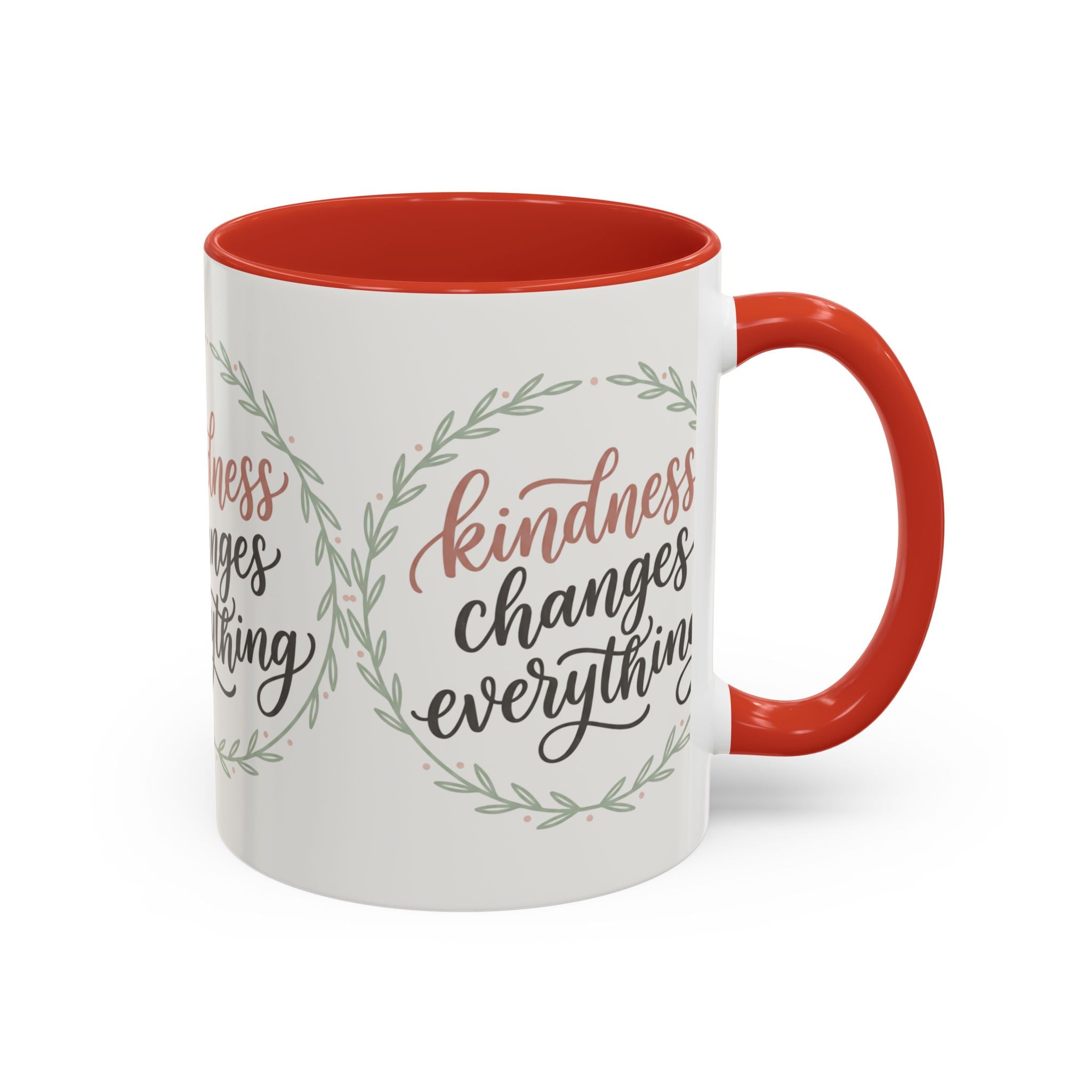 Kindness Changes Everything Accent Coffee Mug | Inspirational Ceramic Mug | Faith Freedom Creations