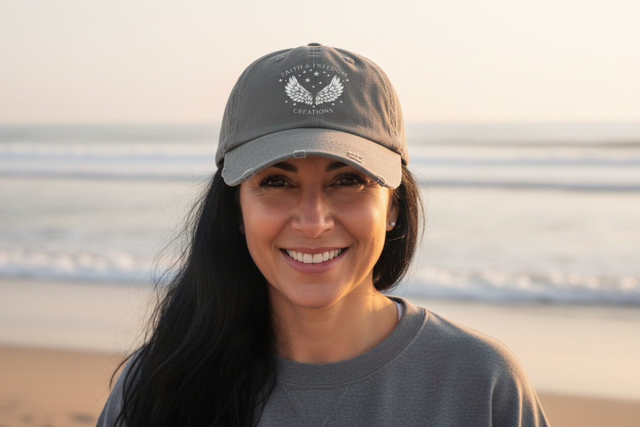 Faith & Freedom – Distressed Cap | Silver Wings Vintage Hat