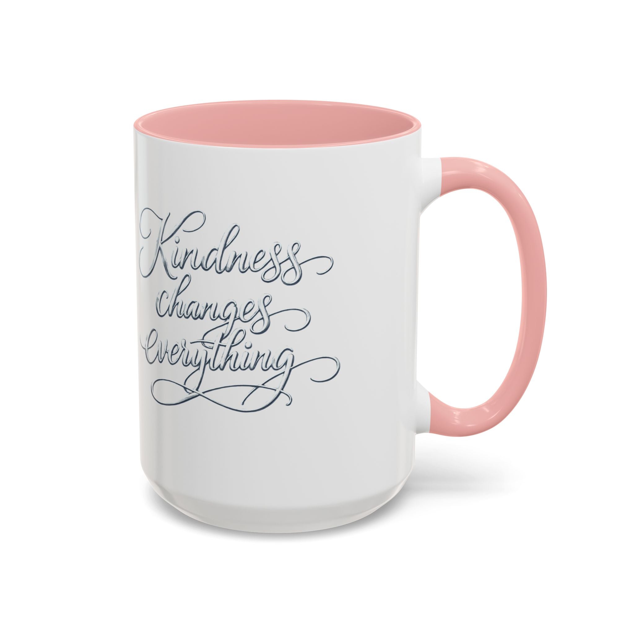 Silver-Kindness Changes Everything Accent Coffee Mug | Inspirational Ceramic Mug | Faith Freedom Creations