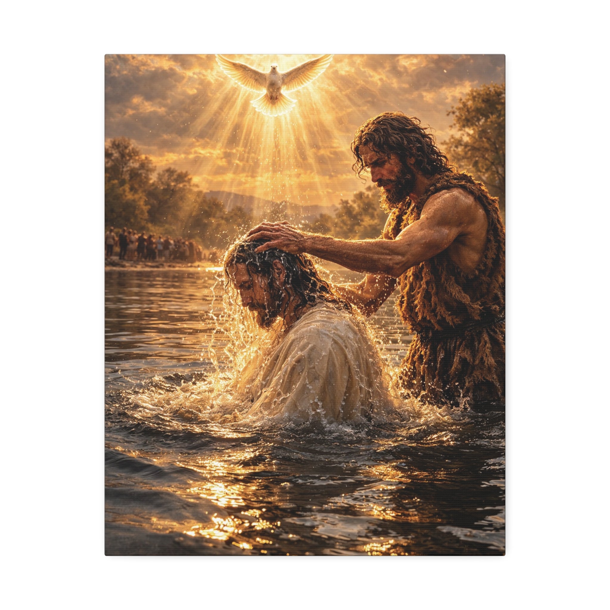 Baptism of Jesus - Stretched Canvas Print with Holy Spirit Dove