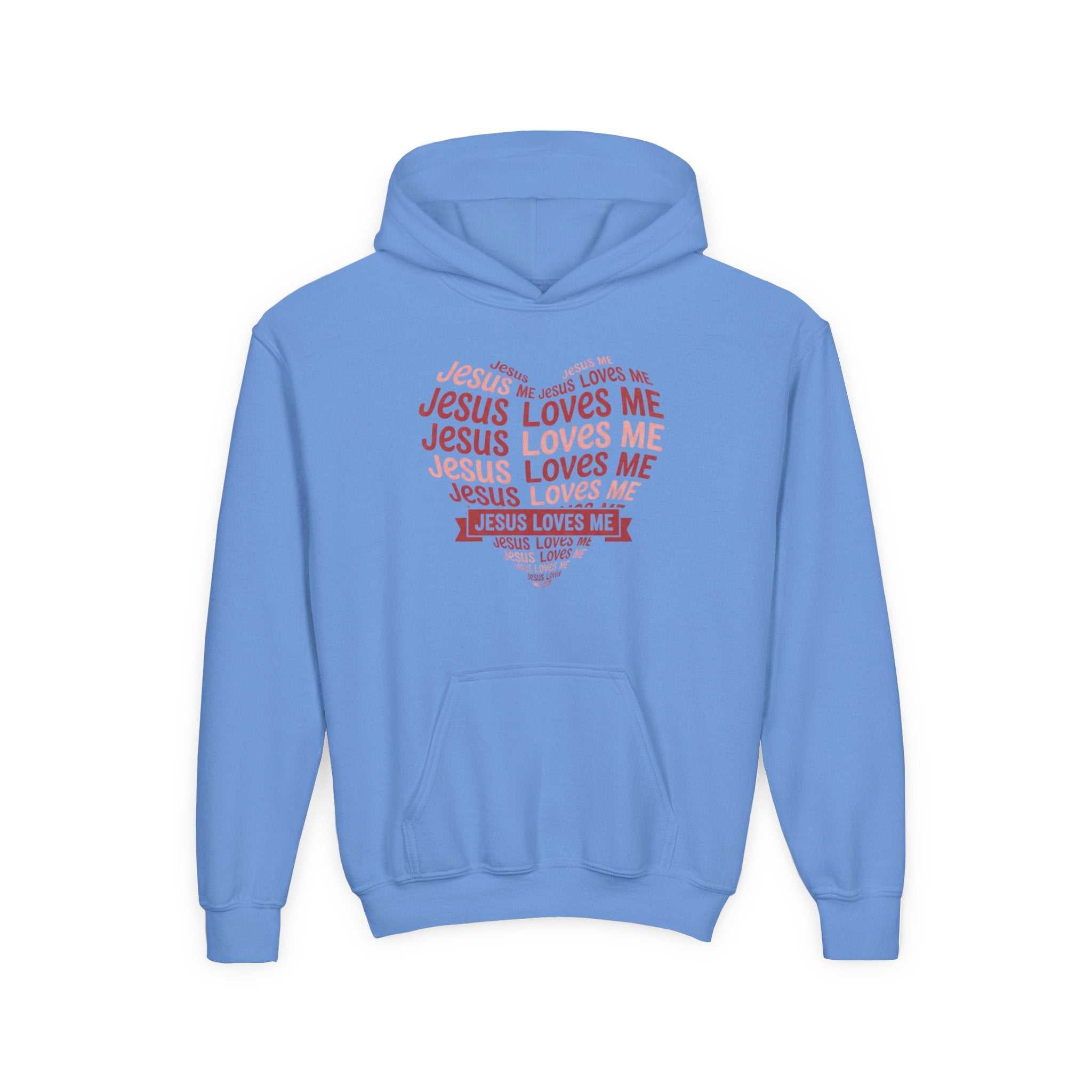 Jesus Loves Me Youth Hoodie – Heart Word Cloud Christian Kids Sweatshirt | Faith Inspired Kids Apparel