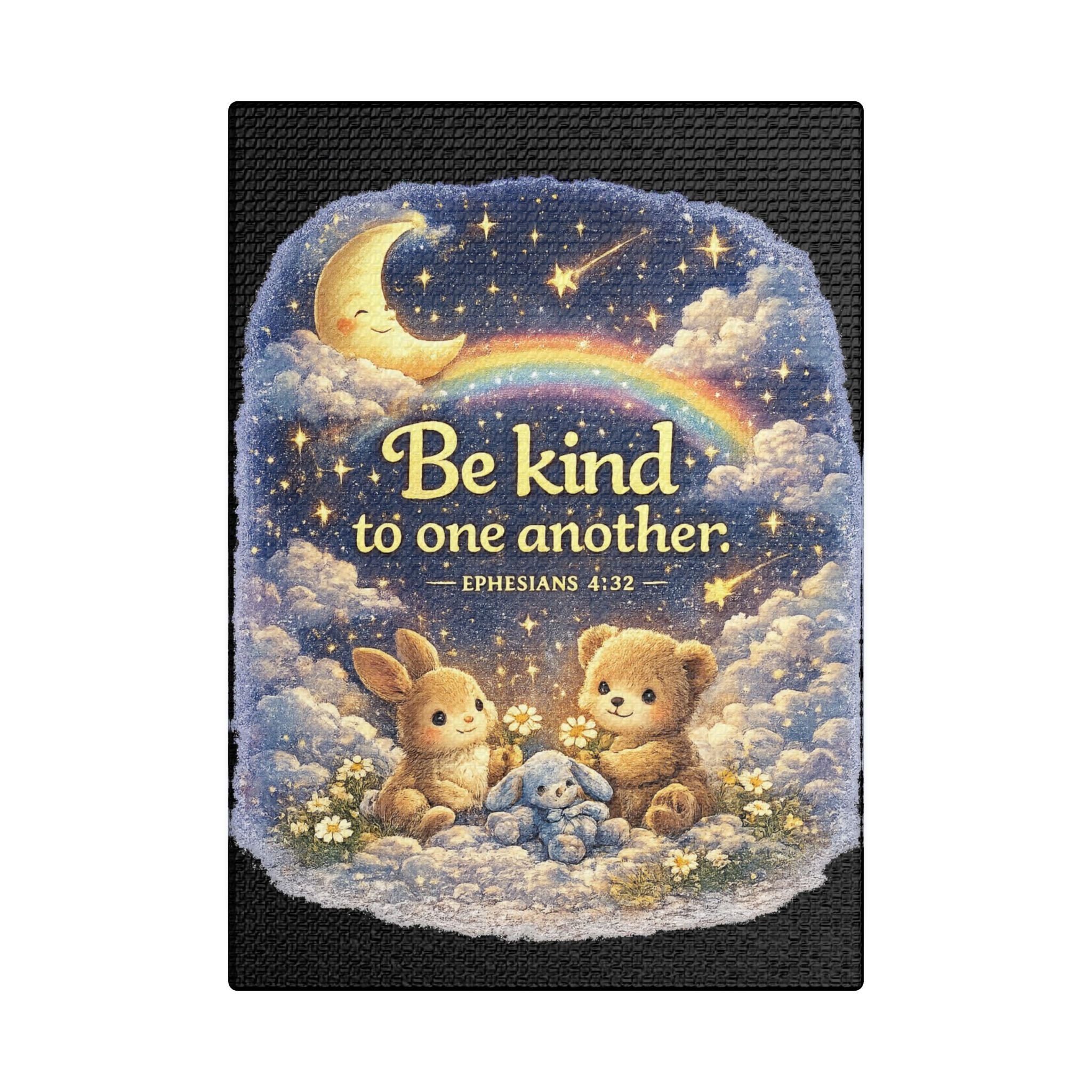 Be Kind to One Another Canvas — Bunny & Bear Nursery Wall Art (Ephesians 4:32)