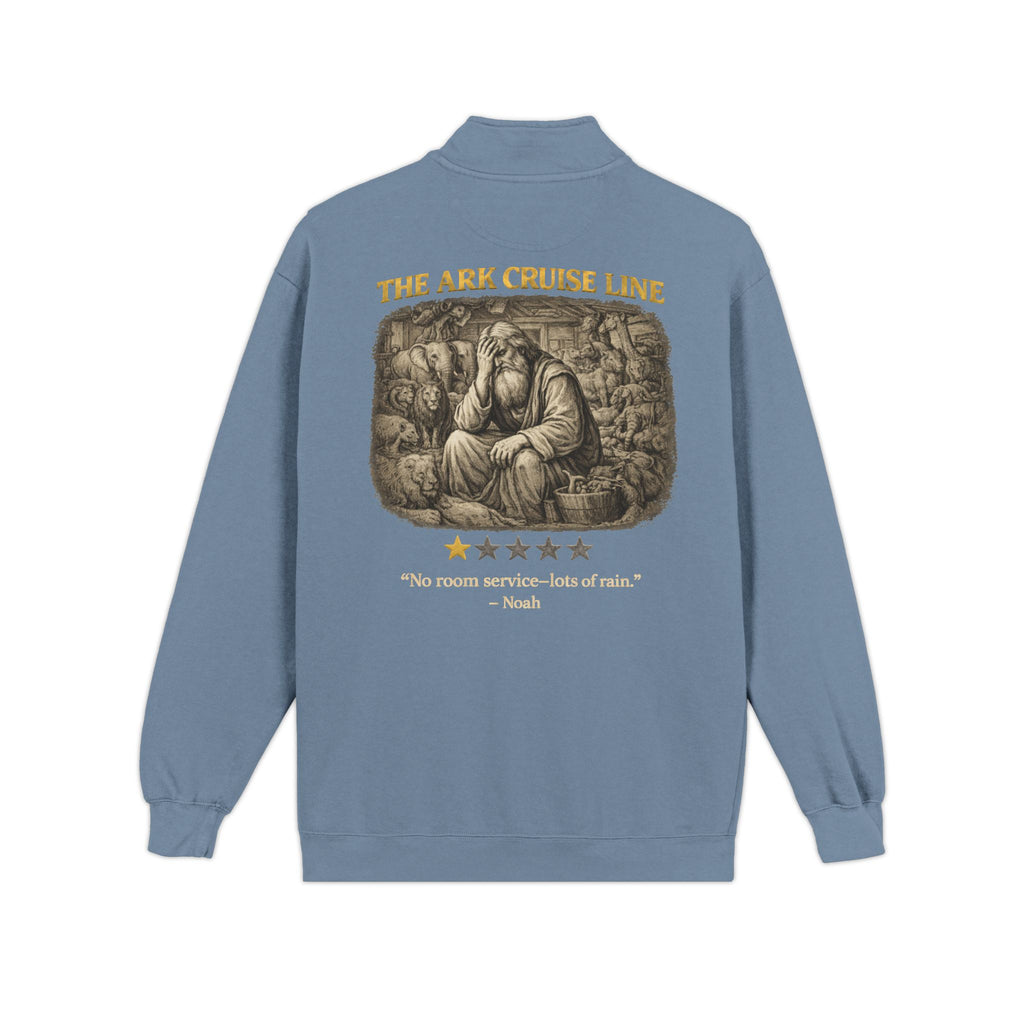 Noah – Quarter-Zip Sweatshirt | “No Room Service — Lots of Rain” Review – Five-Star Faith Series