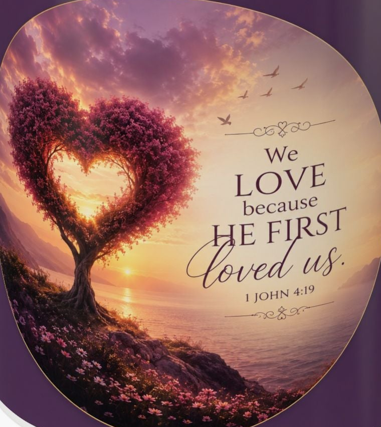 Heart Tree Coffee Mug | We Love Because He First Loved Us Mug | 1 John 4:19 Christian Gift