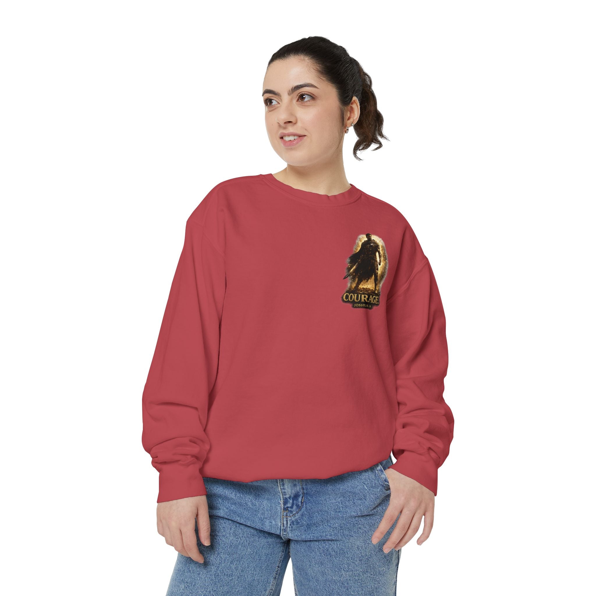 Joshua Courage Sweatshirt | Be Strong and Courageous Christian Crewneck | Inspirational Faith Apparel