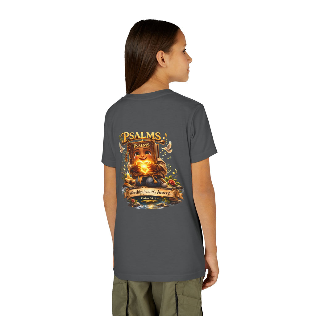 Praise Him Psalms 34:1 Youth T-Shirt | Christian Kids Faith Tee | Inspirational Youth Apparel