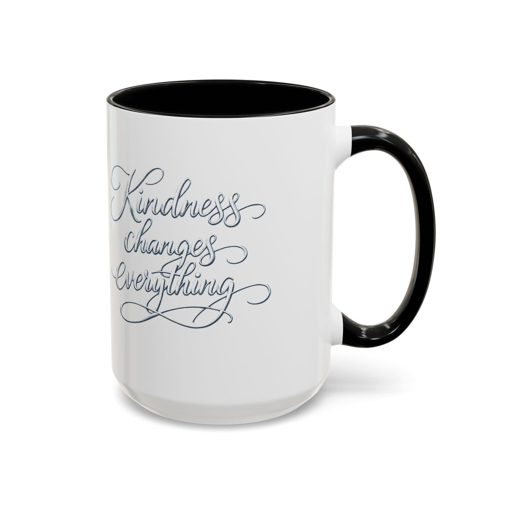 Silver-Kindness Changes Everything Accent Coffee Mug | Inspirational Ceramic Mug | Faith Freedom Creations