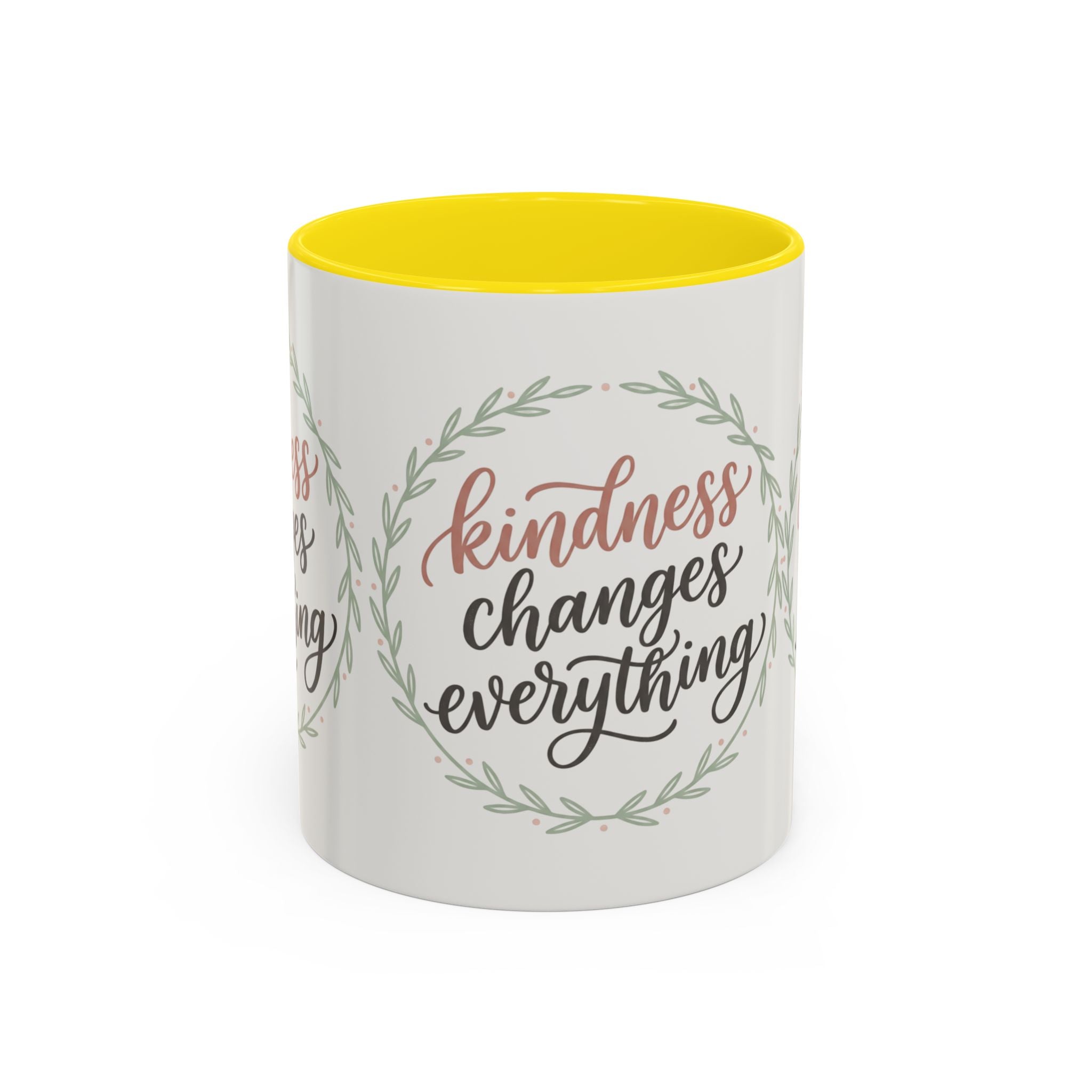 Kindness Changes Everything Accent Coffee Mug | Inspirational Ceramic Mug | Faith Freedom Creations