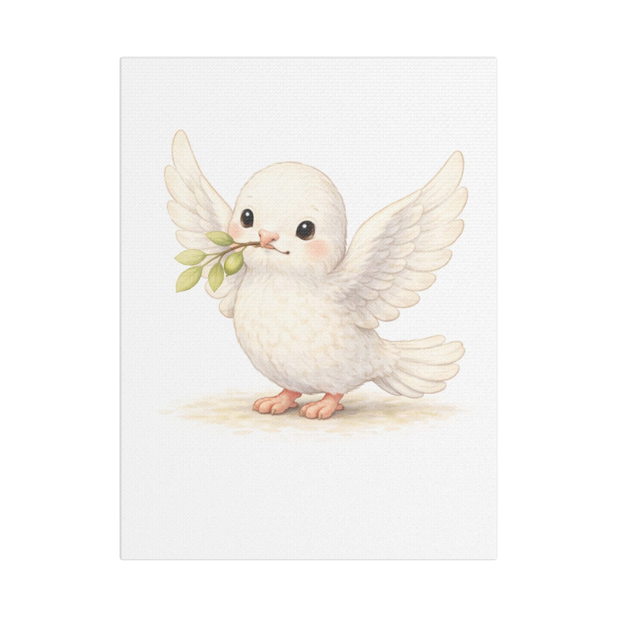 White Dove Canvas — Peaceful Nursery Wall Art