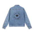 Denim Jacket — ‘Love Thy Neighbor’ Heart Back Print Men’s Jean Jacket