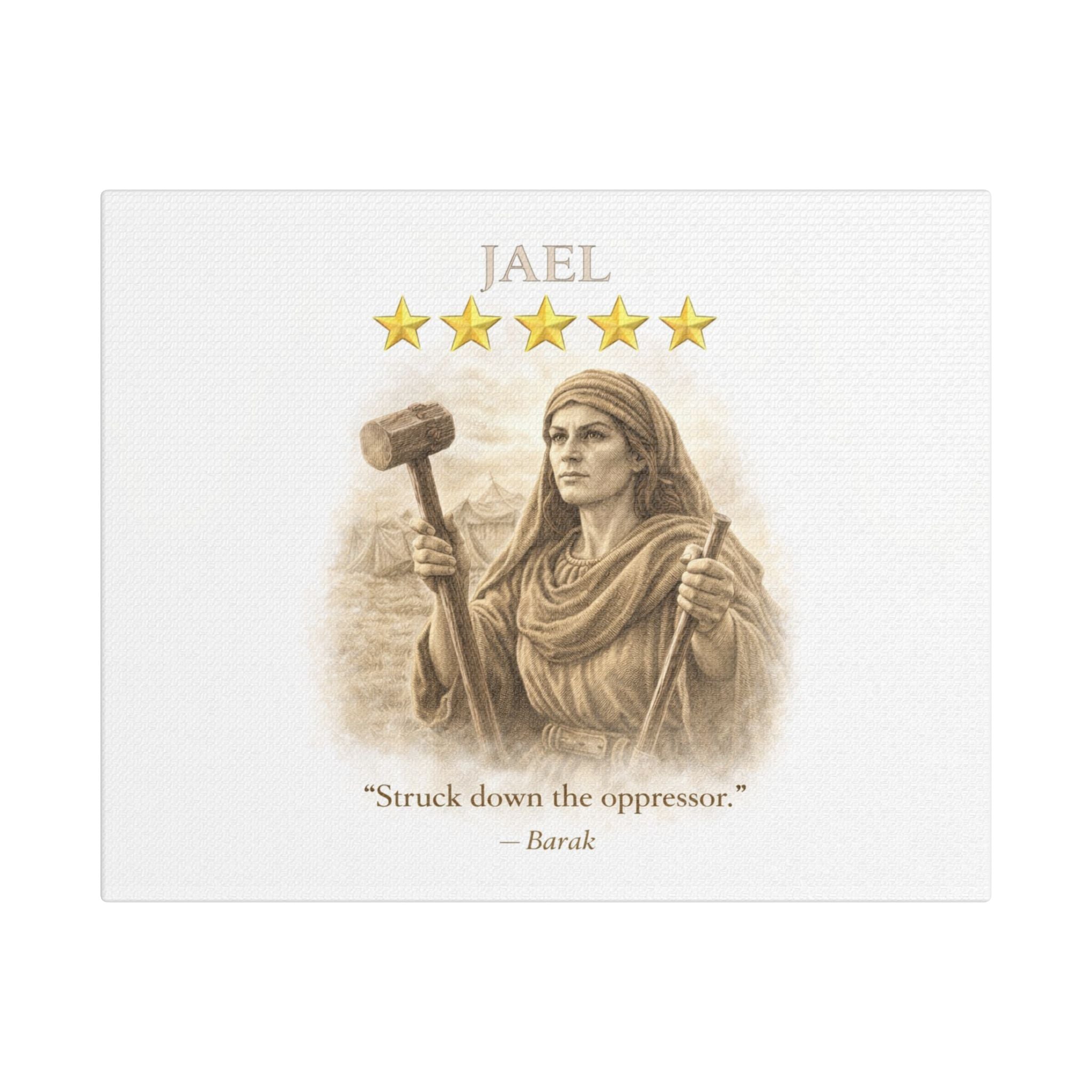 Jael Biblical Heroine Canvas — 'Struck Down the Oppressor' Scripture Wall Art